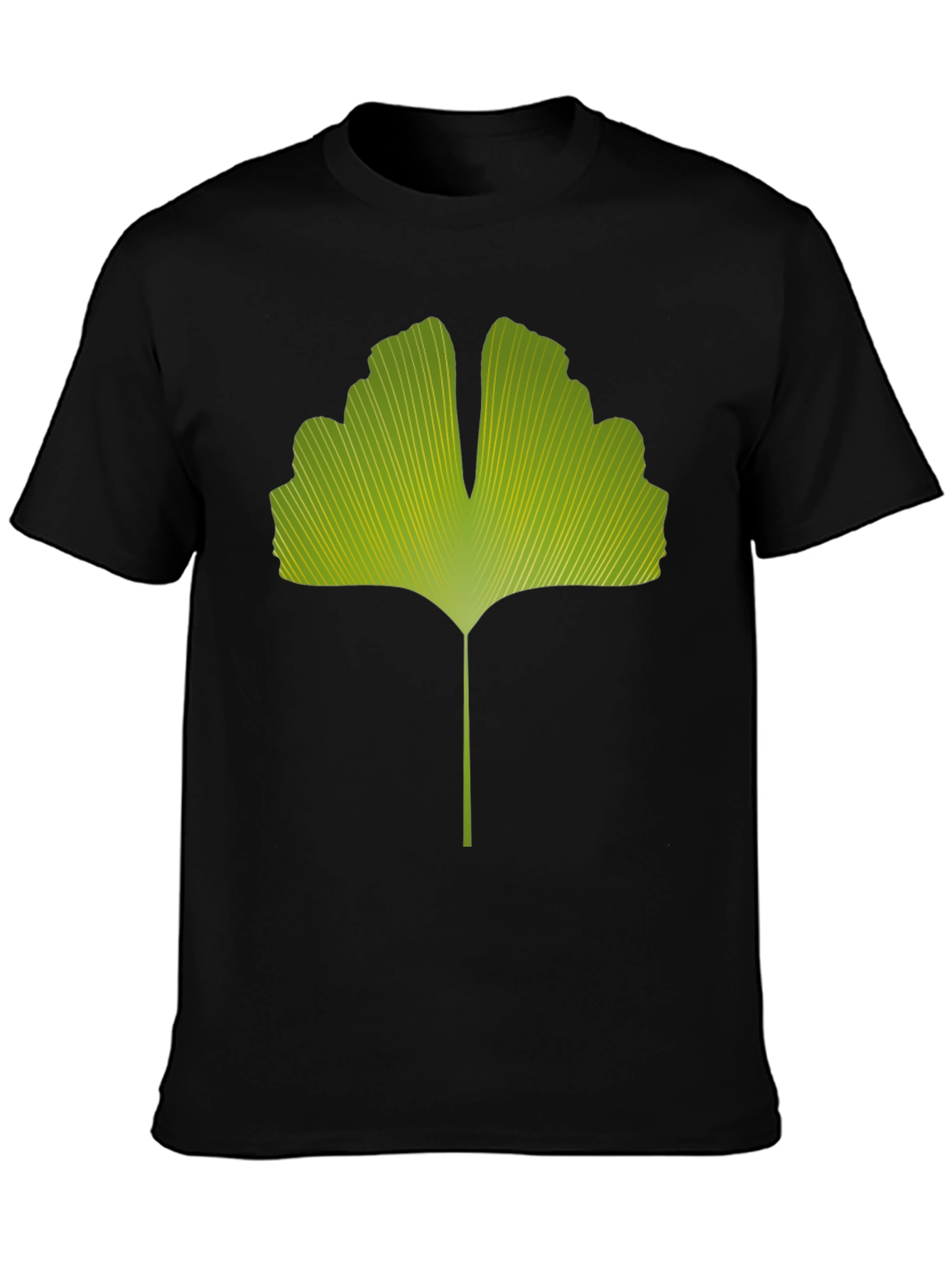 Ginkgo Leaf Graphic Tee - Nature Inspired Black T-Shirt