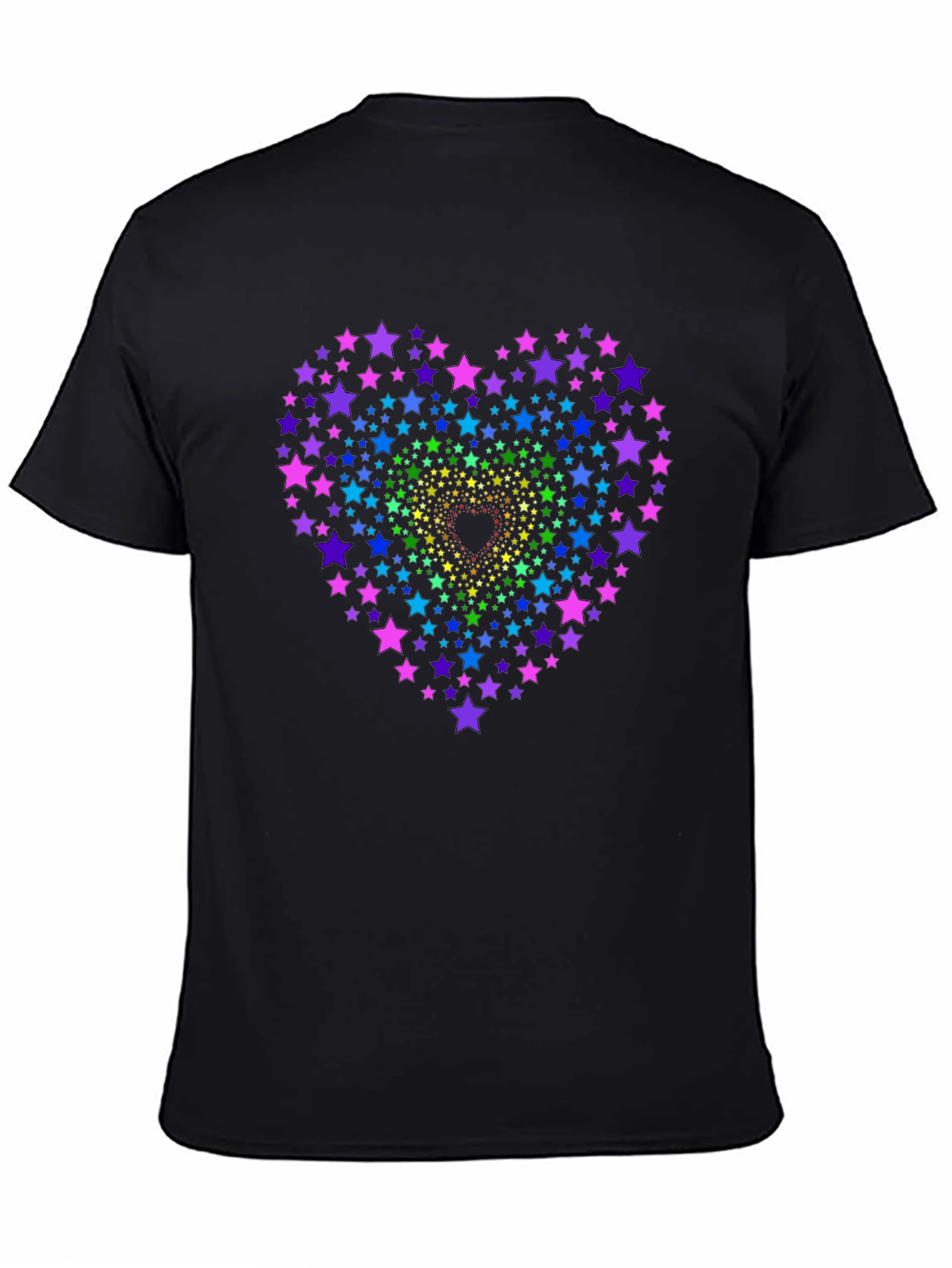 Rainbow Star Heart Graphic Tee - Black