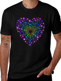 Rainbow Star Heart Graphic Tee - Black