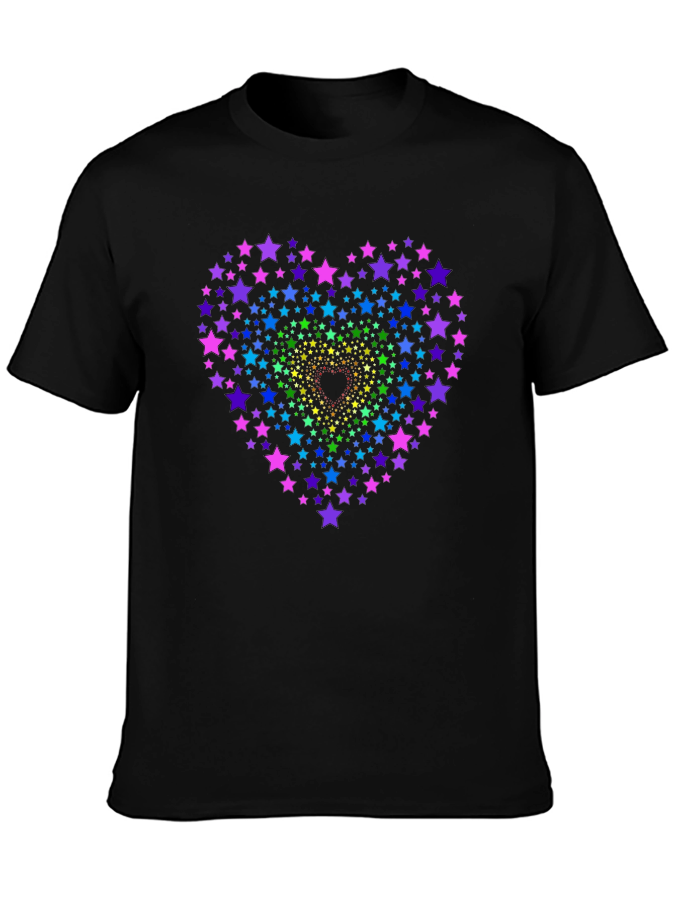 Rainbow Star Heart Graphic Tee - Black