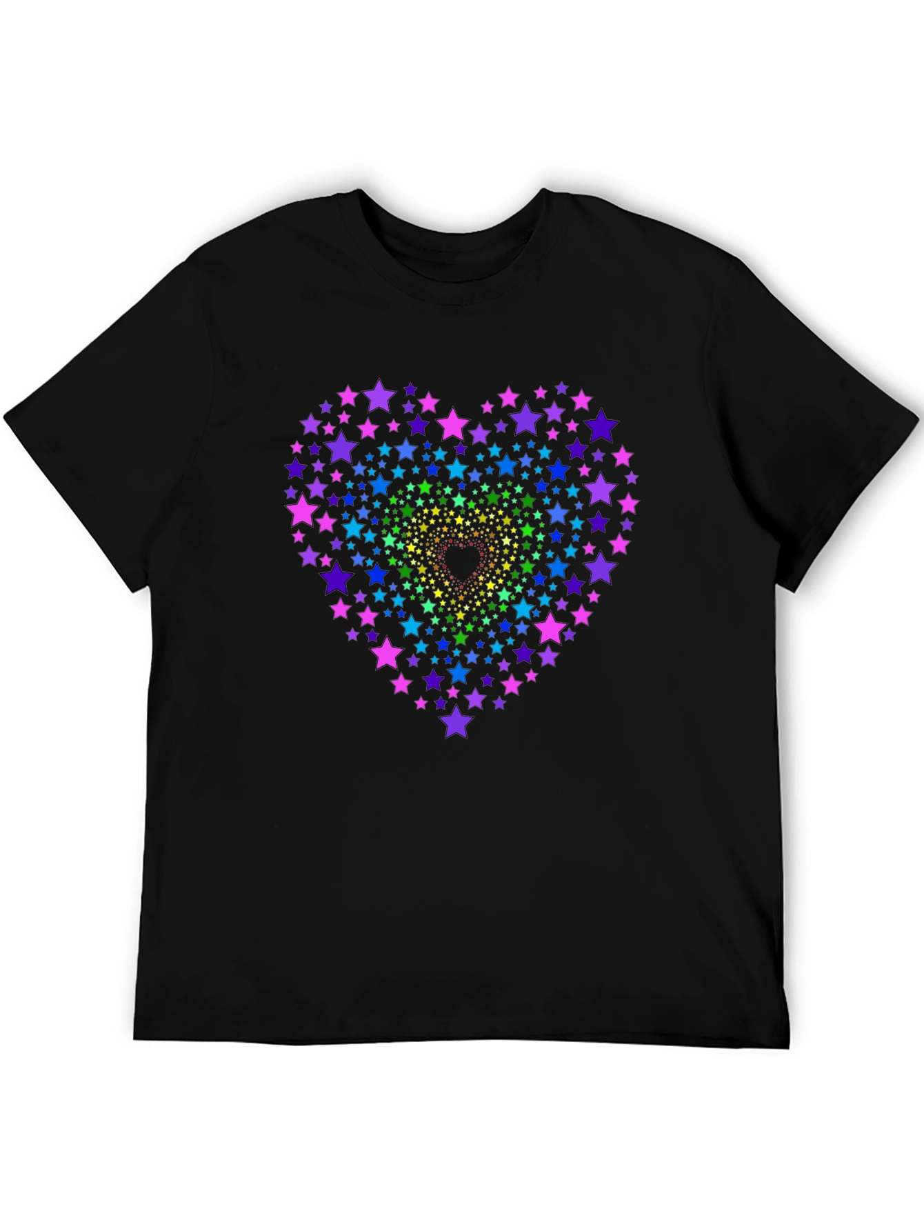 Rainbow Star Heart Graphic Tee - Black