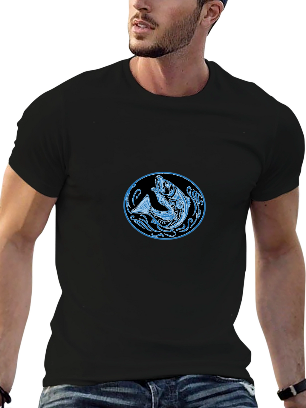 Cool Fish Graphic Black T-Shirt