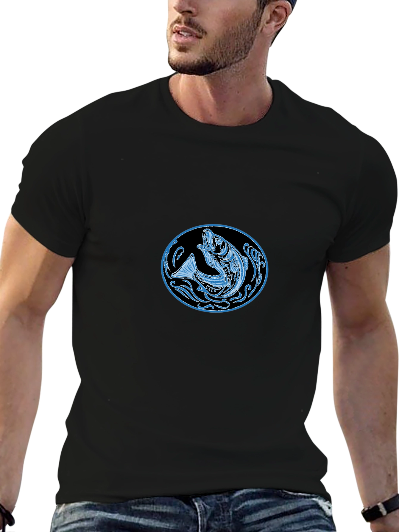 Cool Fish Graphic Black T-Shirt
