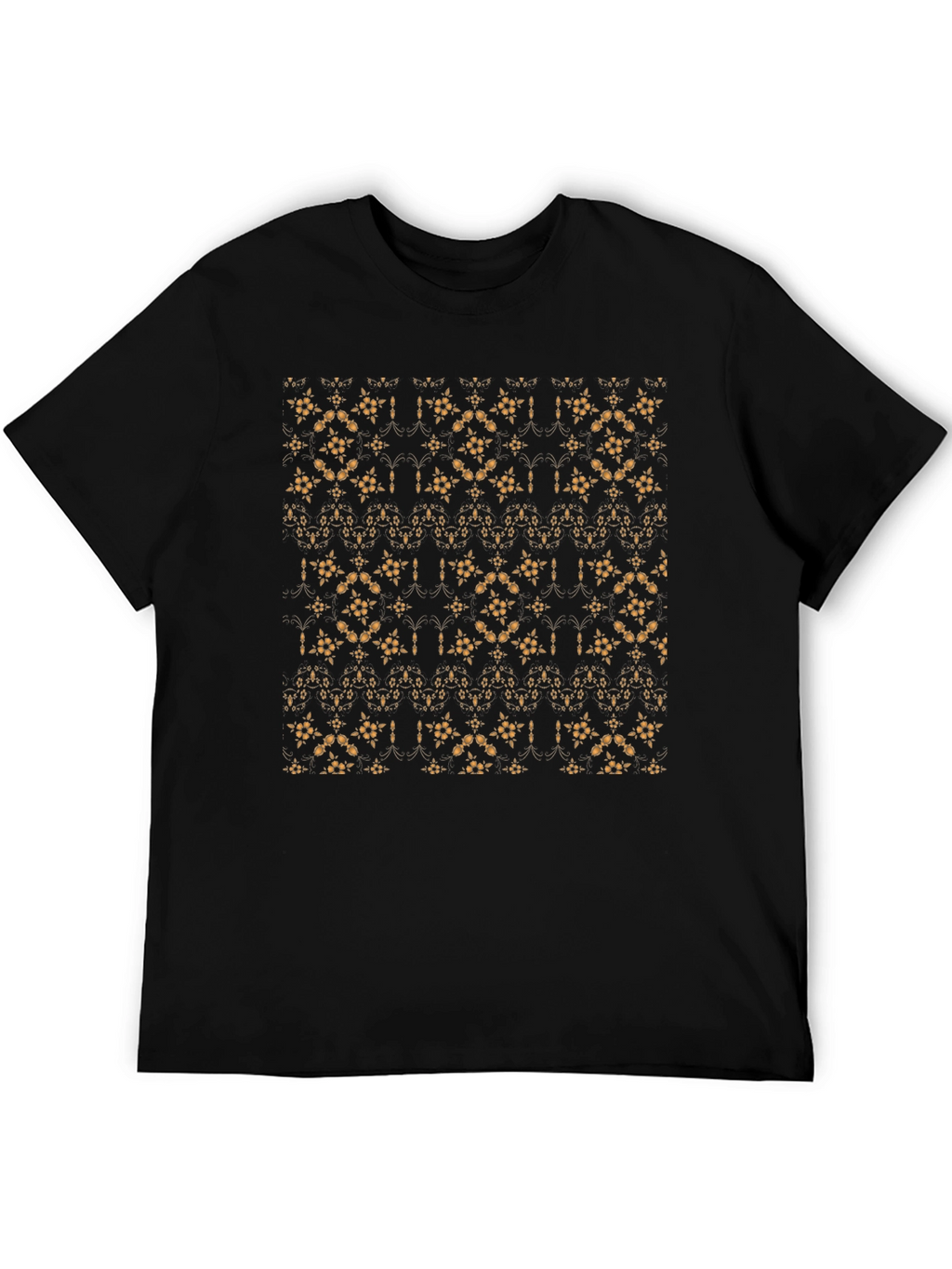 Patterned Black Crew Neck Tee