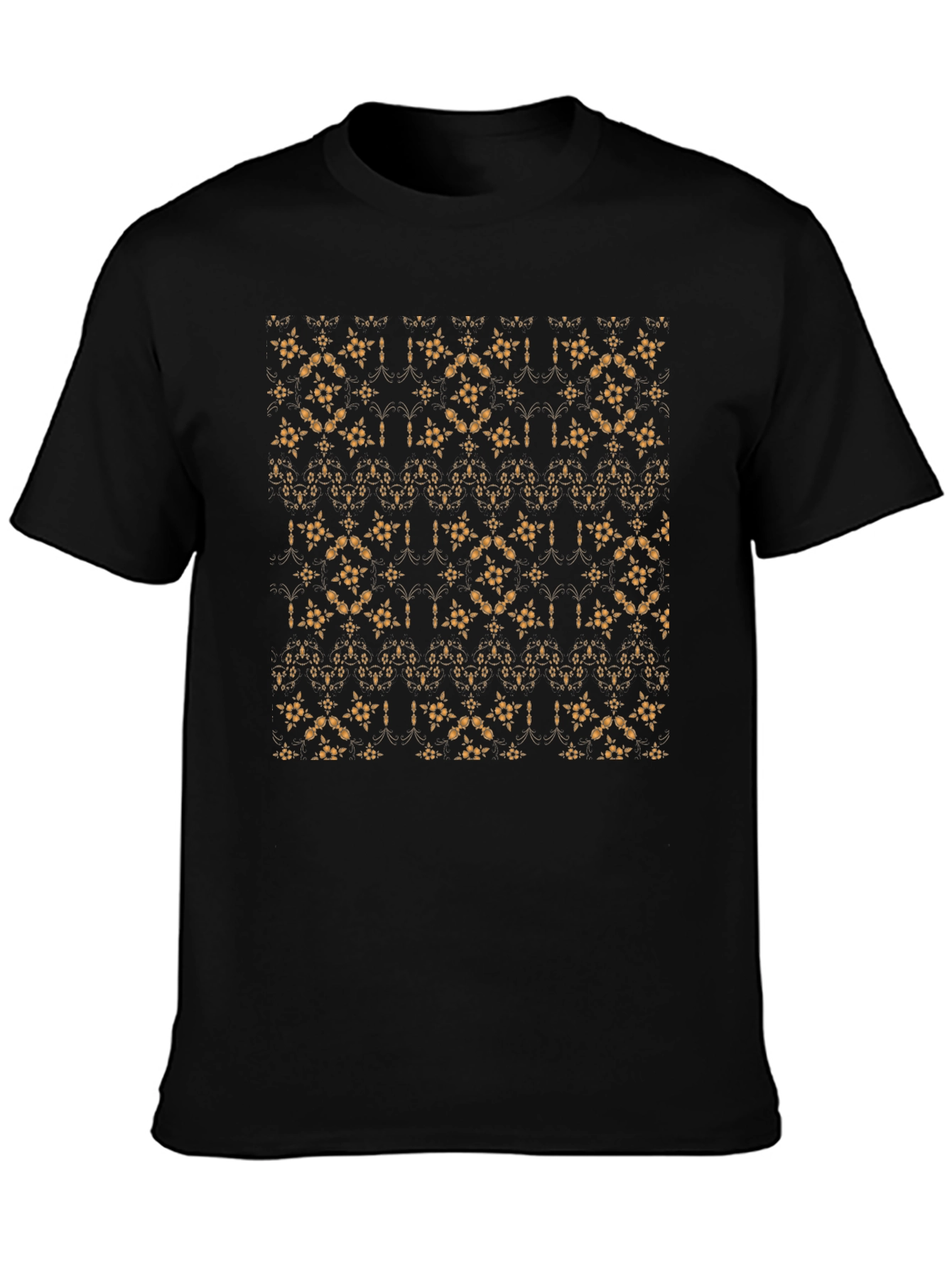 Patterned Black Crew Neck Tee