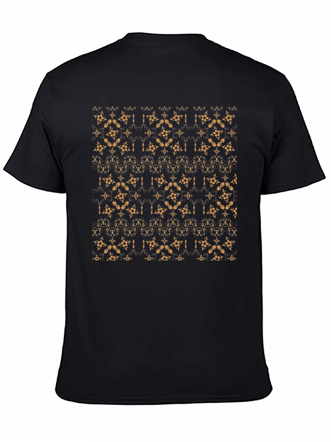 Patterned Black Crew Neck Tee