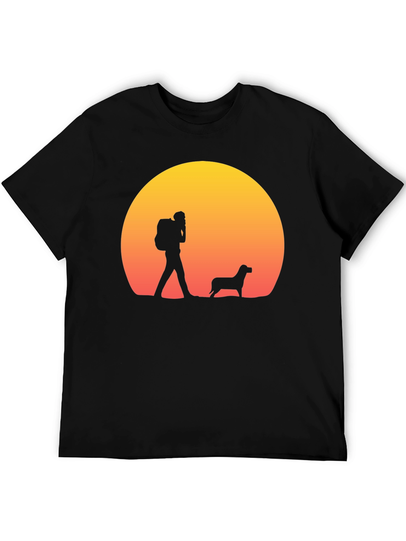 Hiker & Dog Sunset Silhouette T-Shirt