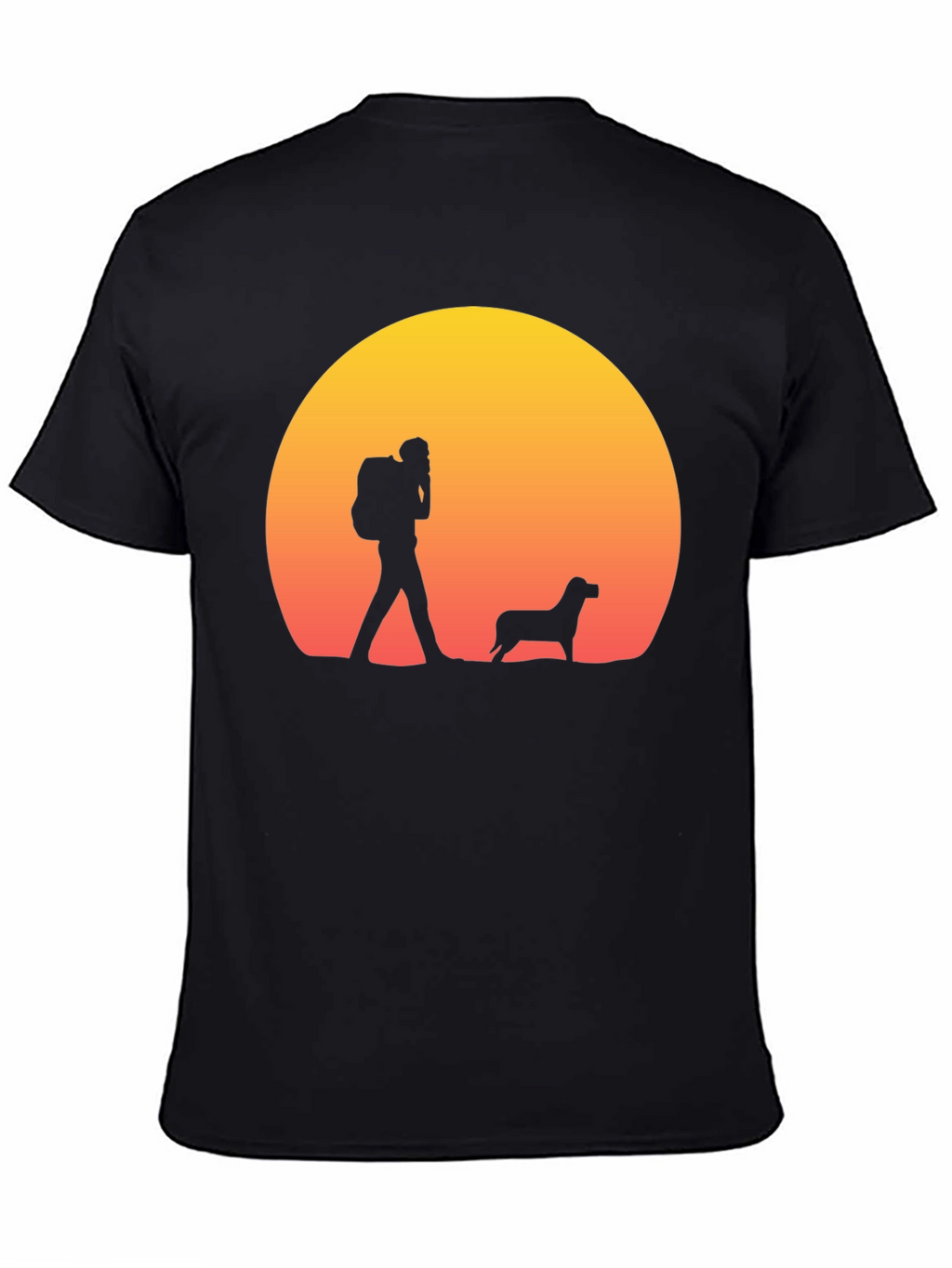 Hiker & Dog Sunset Silhouette T-Shirt