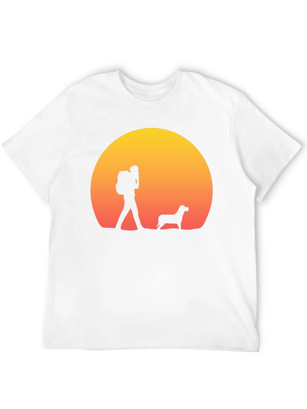 Hiker & Dog Sunset Silhouette T-Shirt