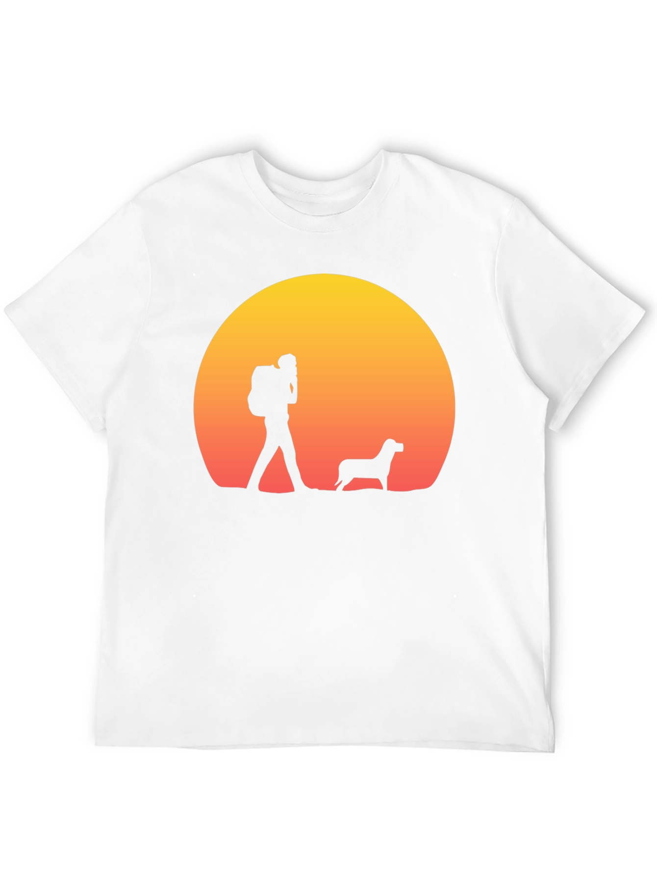 Hiker & Dog Sunset Silhouette T-Shirt