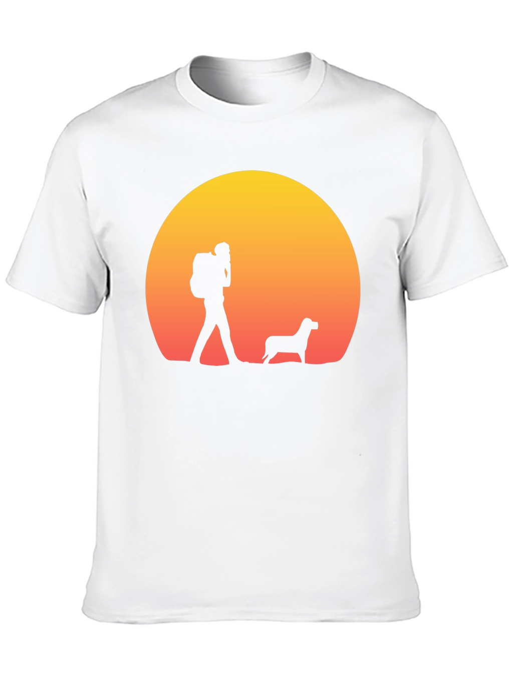 Hiker & Dog Sunset Silhouette T-Shirt