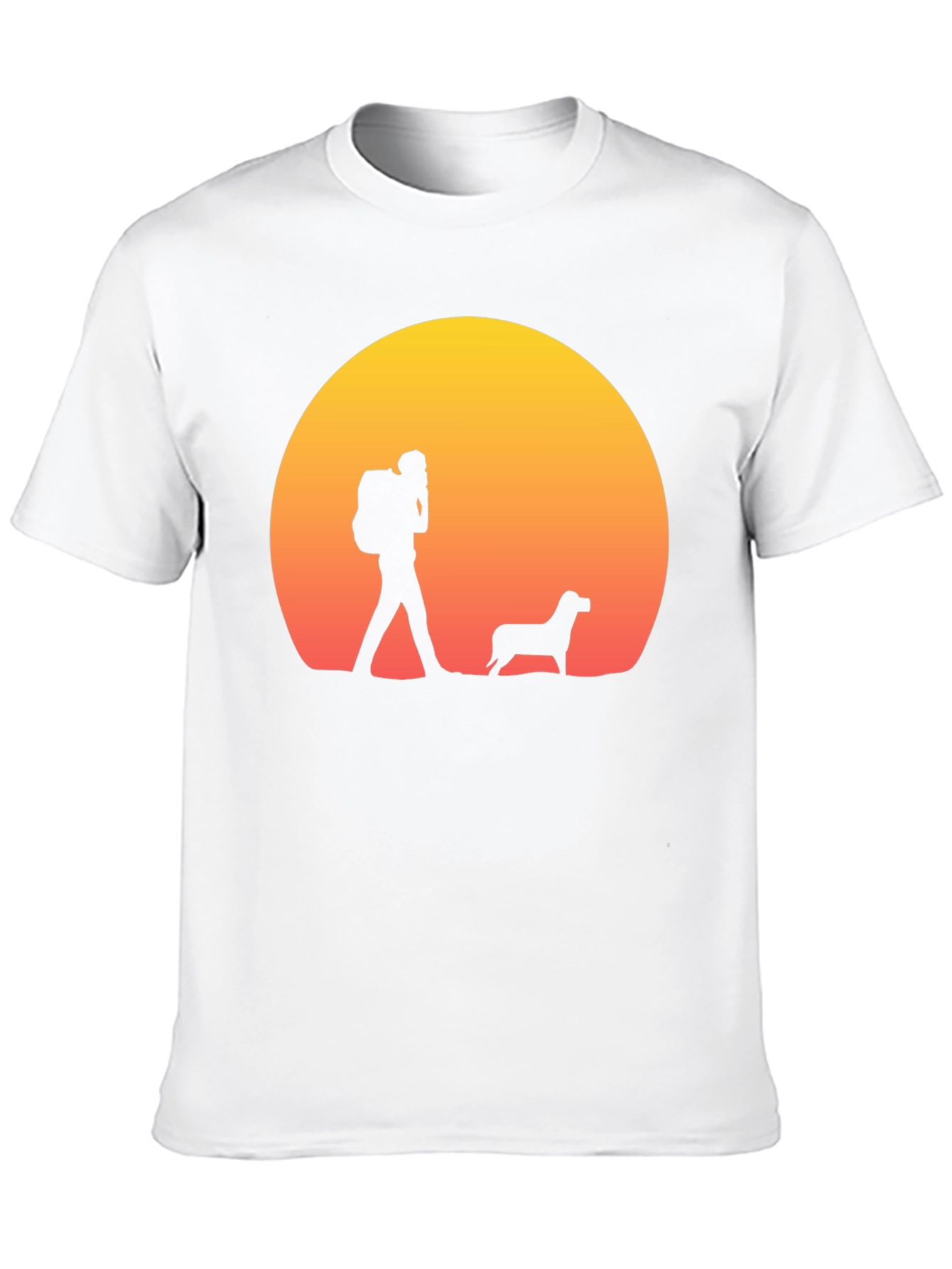 Hiker & Dog Sunset Silhouette T-Shirt