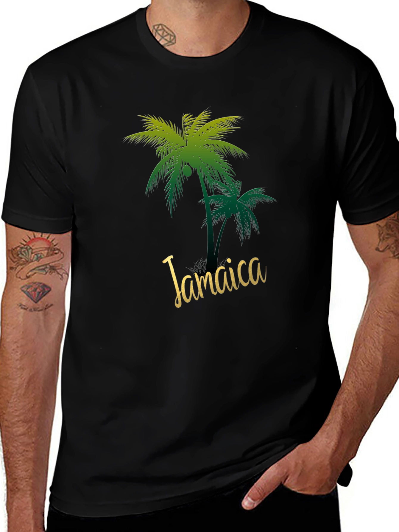 Jamaica Palm Tree Black T-Shirt