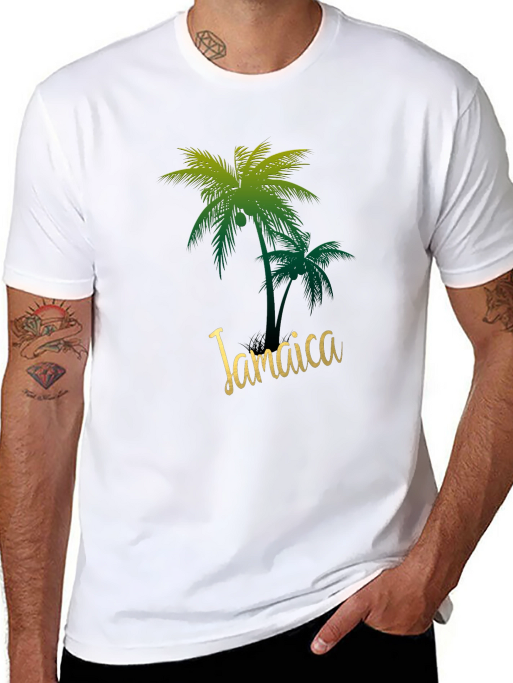Jamaica Palm Tree Black T-Shirt