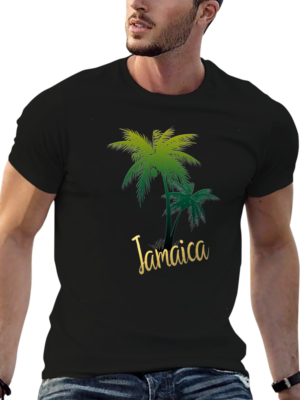 Jamaica Palm Tree Black T-Shirt