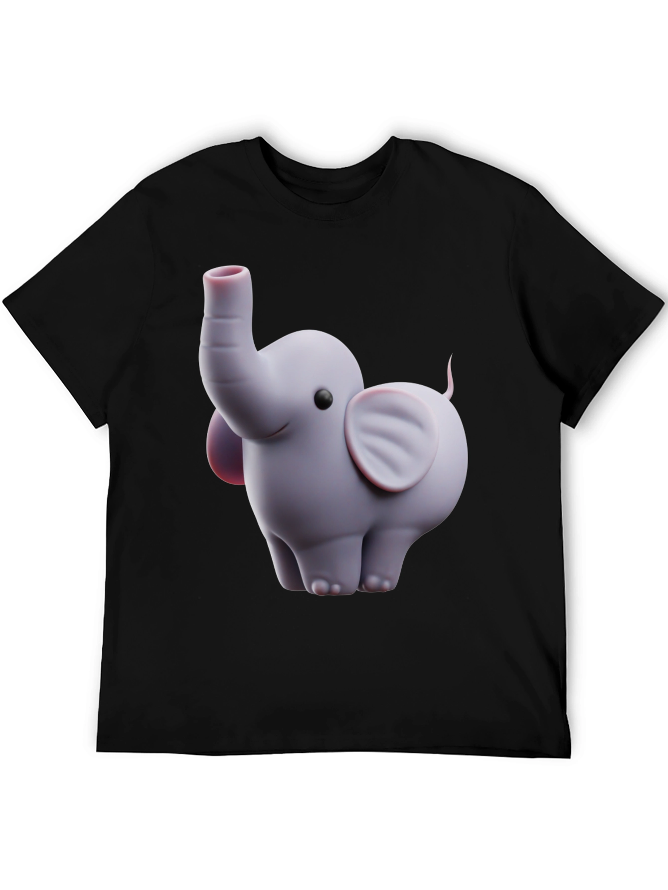 Cute Elephant Graphic Tee - Black Cotton Blend