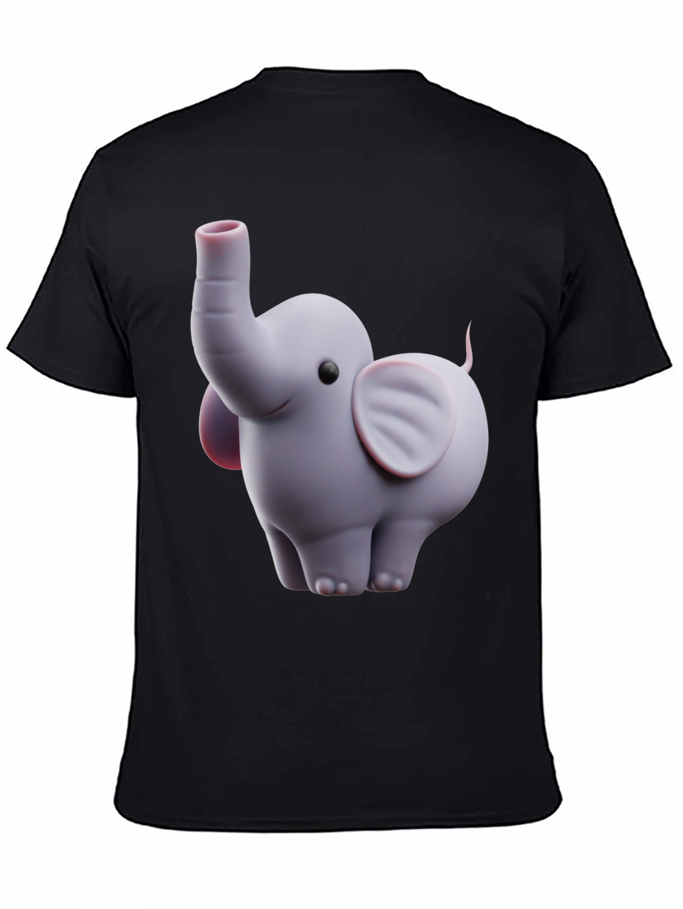 Cute Elephant Graphic Tee - Black Cotton Blend