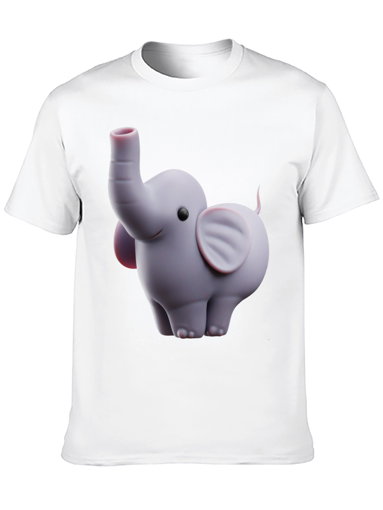 Cute Elephant Graphic Tee - Black Cotton Blend
