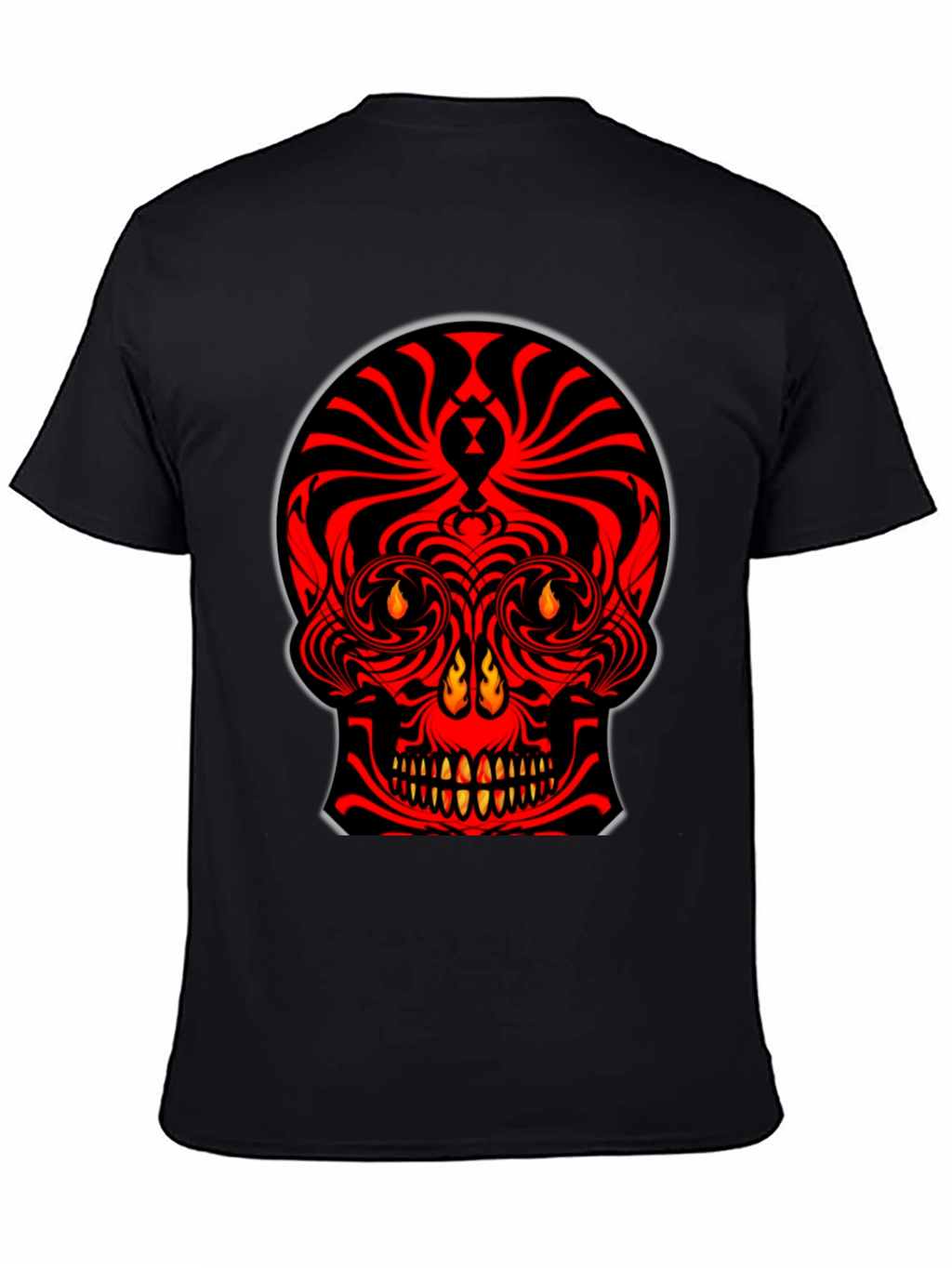 Fiery Skull Graphic Tee - Bold Red Design
