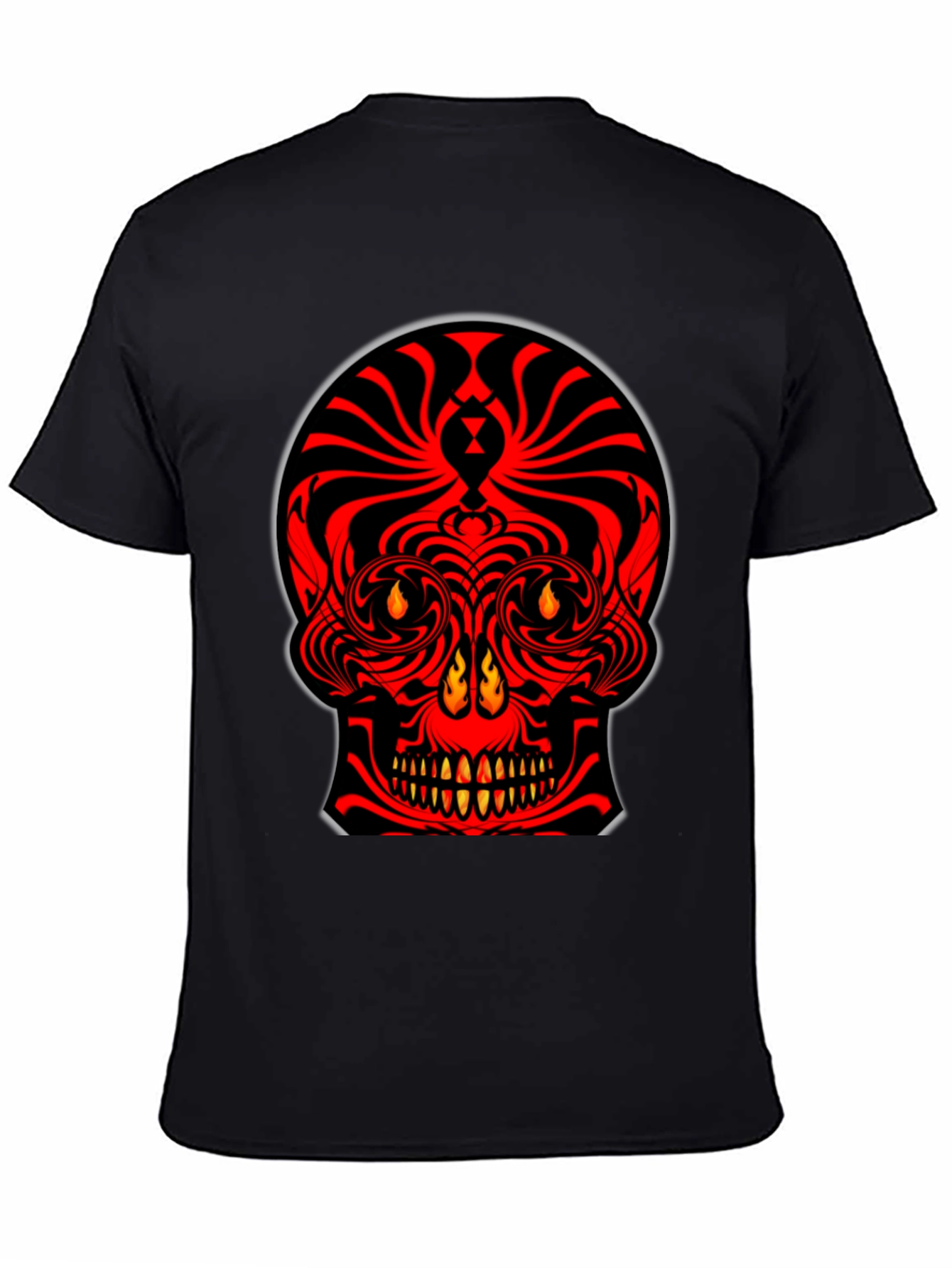 Fiery Skull Graphic Tee - Bold Red Design