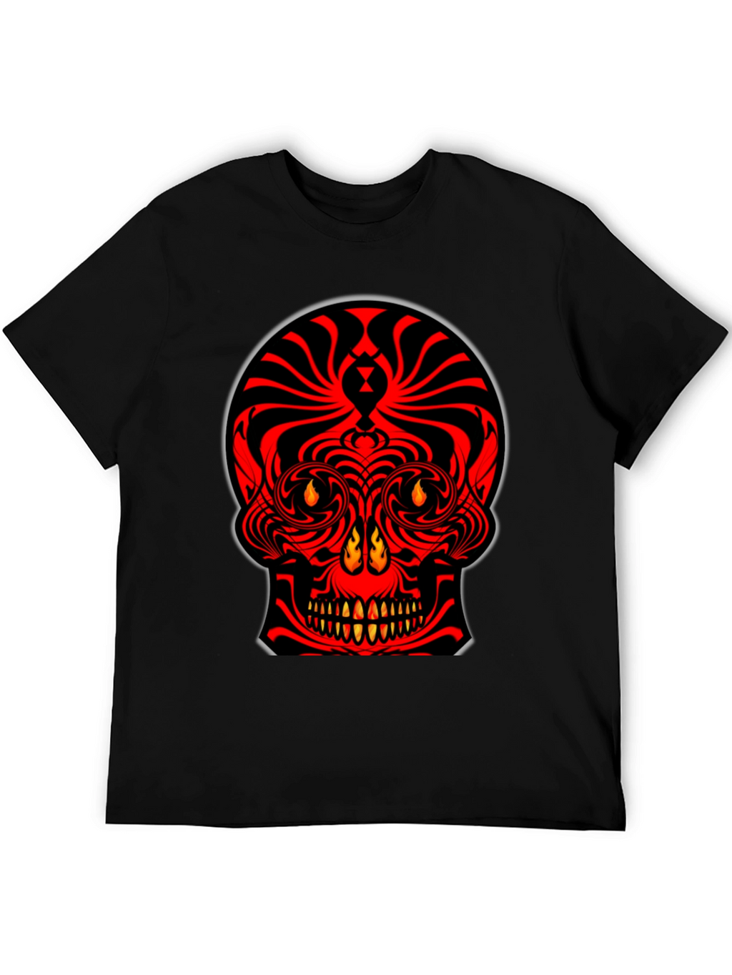 Fiery Skull Graphic Tee - Bold Red Design