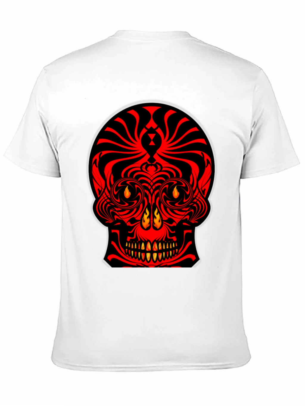 Fiery Skull Graphic Tee - Bold Red Design
