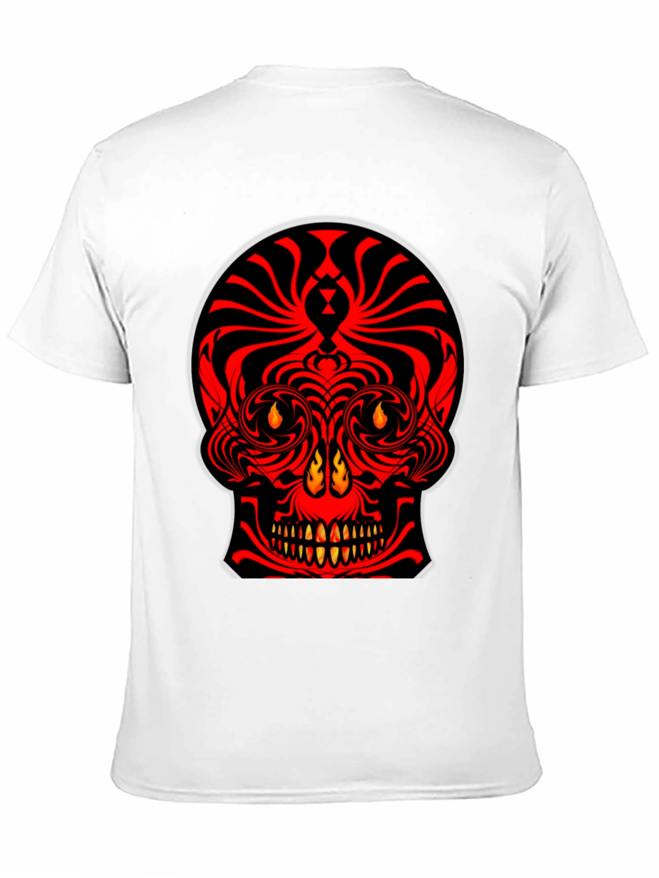Fiery Skull Graphic Tee - Bold Red Design