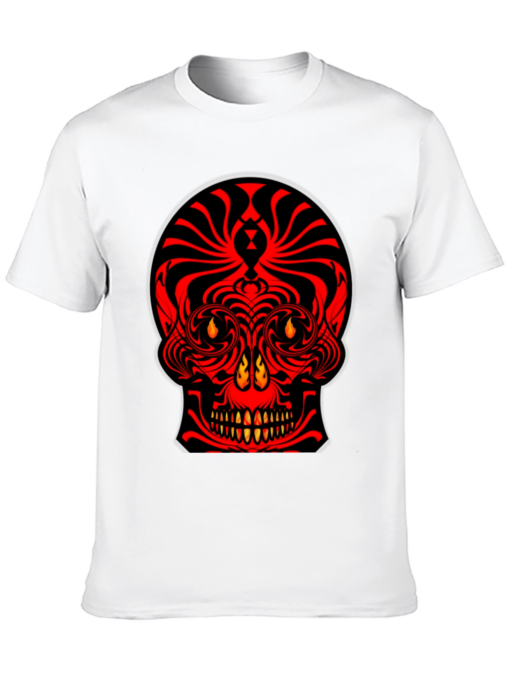 Fiery Skull Graphic Tee - Bold Red Design