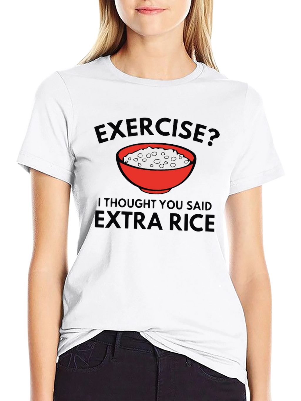 Exercise? Extra Rice Mens Black T-Shirt