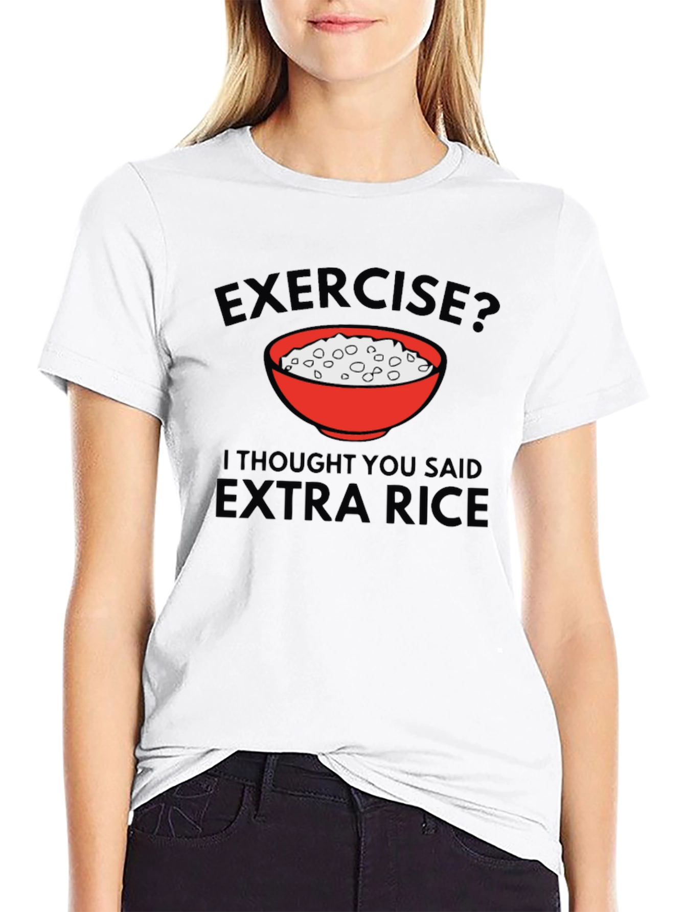 Exercise? Extra Rice Mens Black T-Shirt