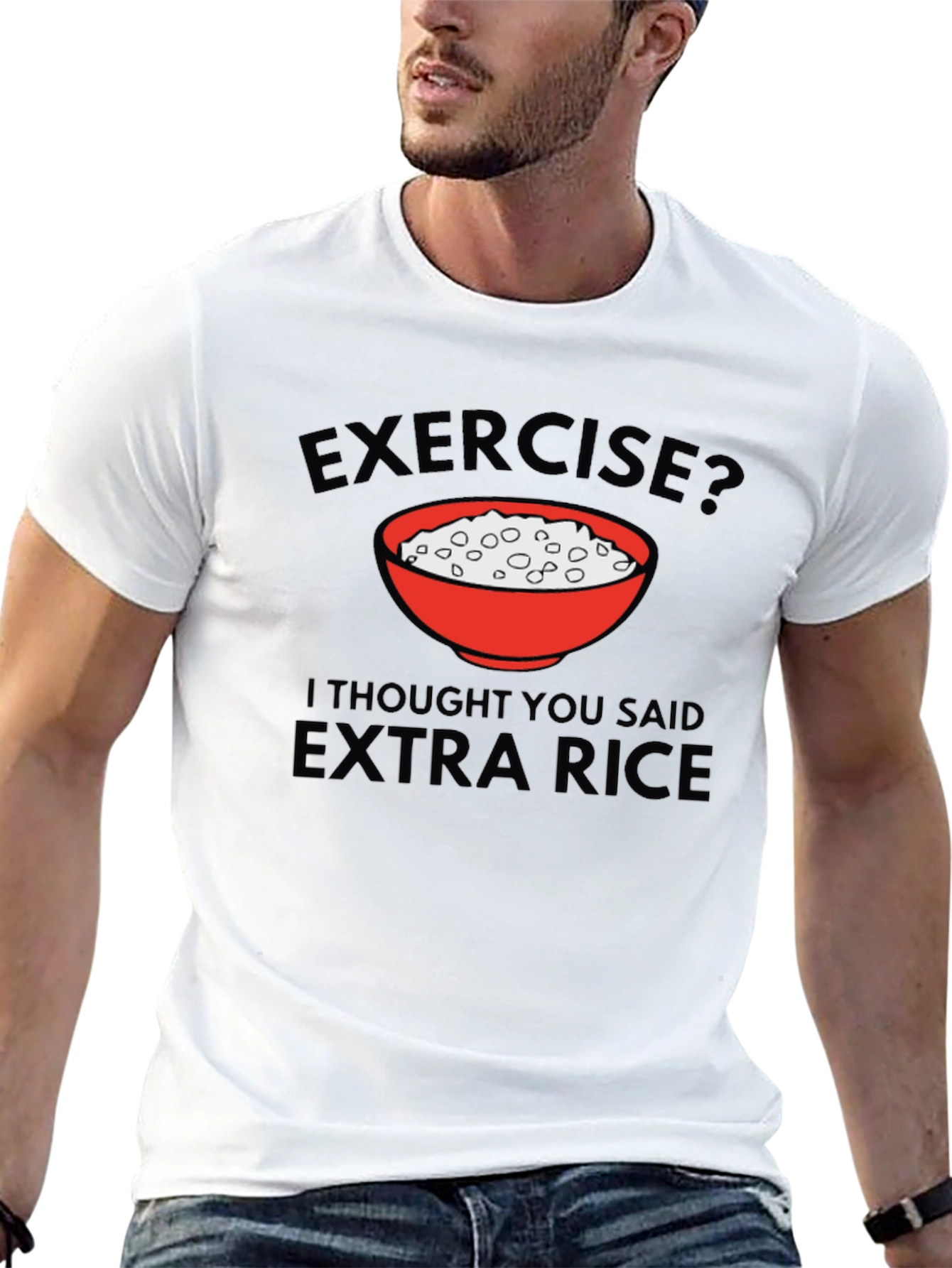 Exercise? Extra Rice Mens Black T-Shirt