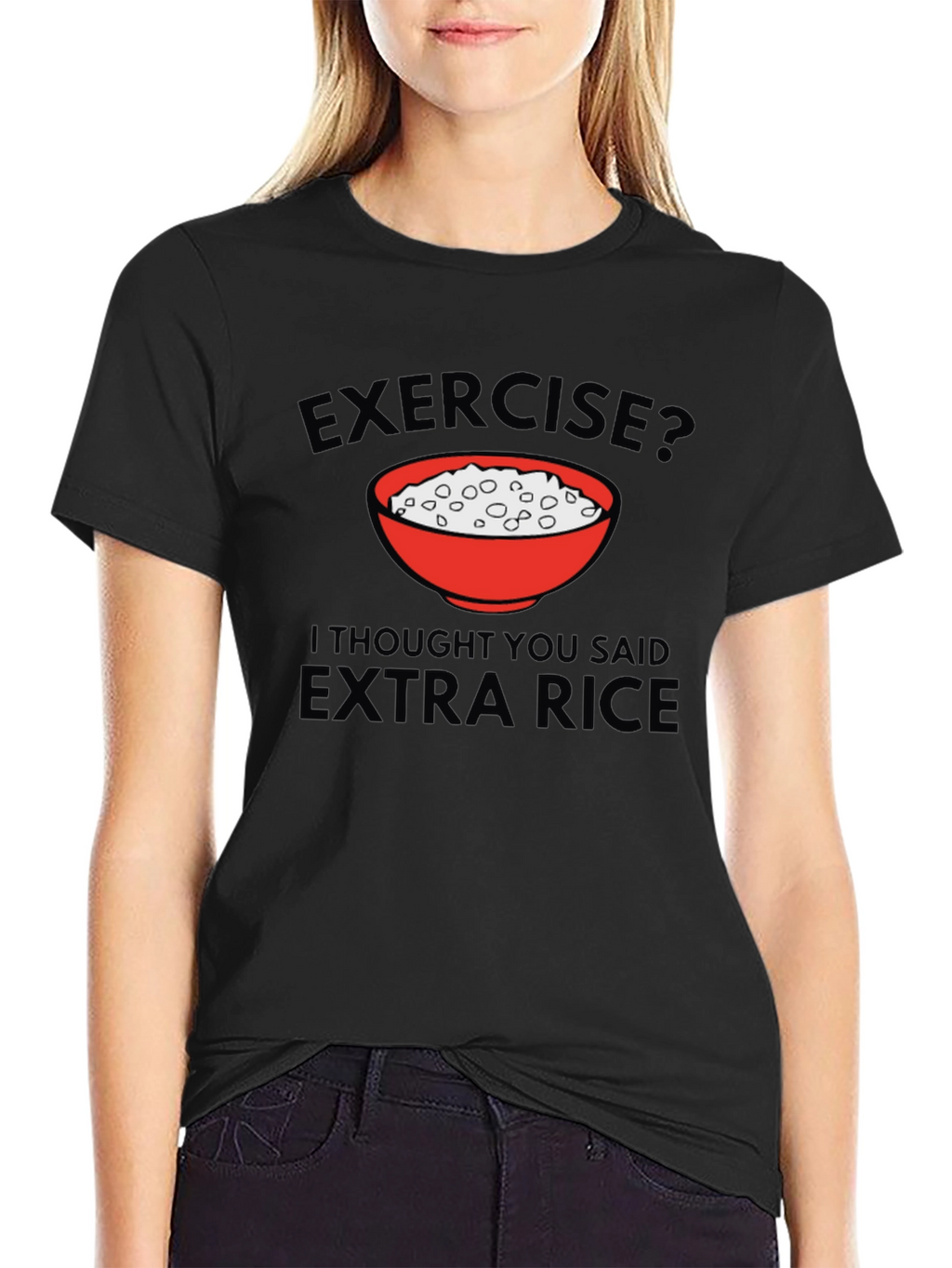 Exercise? Extra Rice Mens Black T-Shirt
