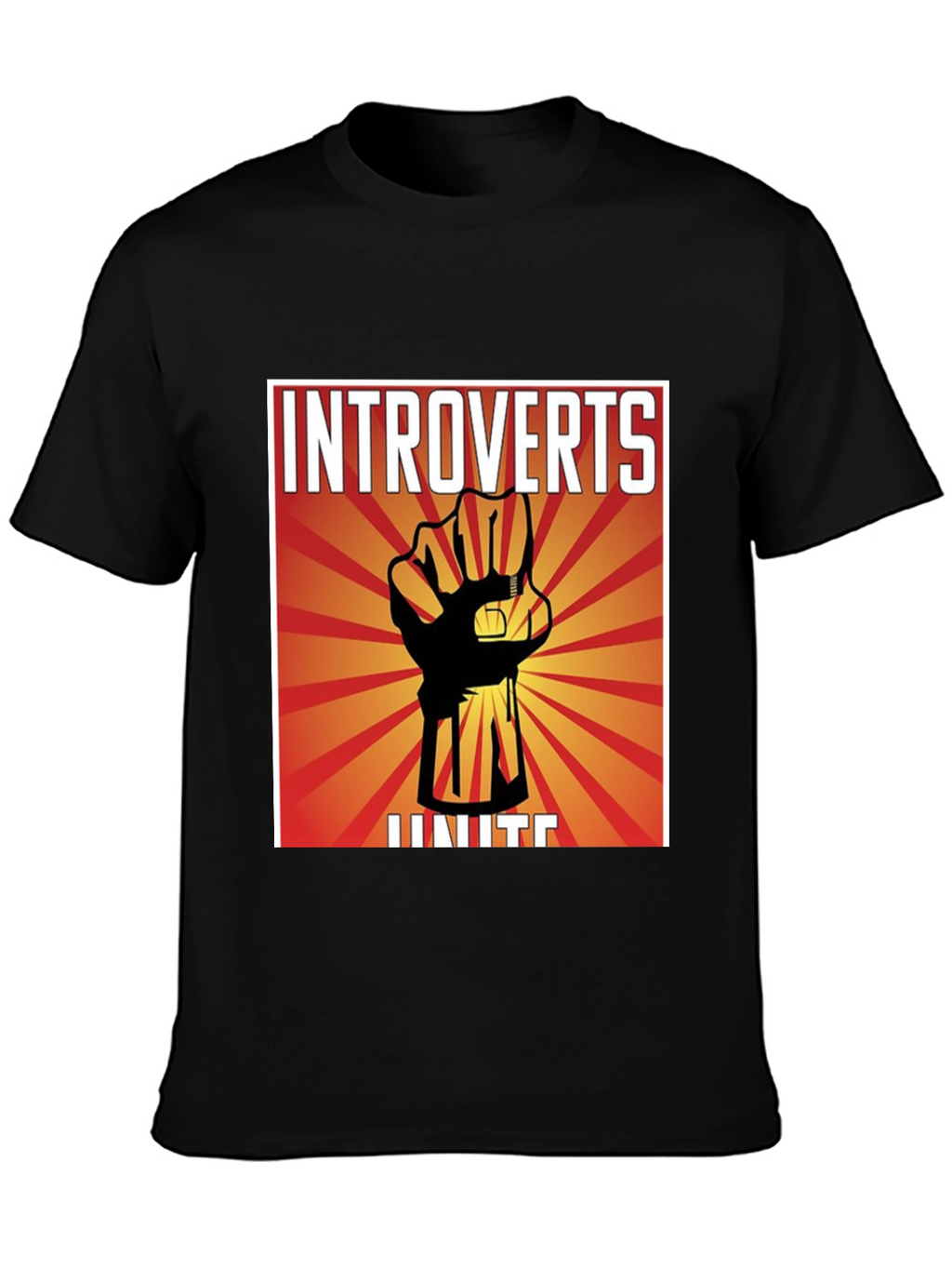 Introverts Unite Graphic T-Shirt - Black Crew Neck