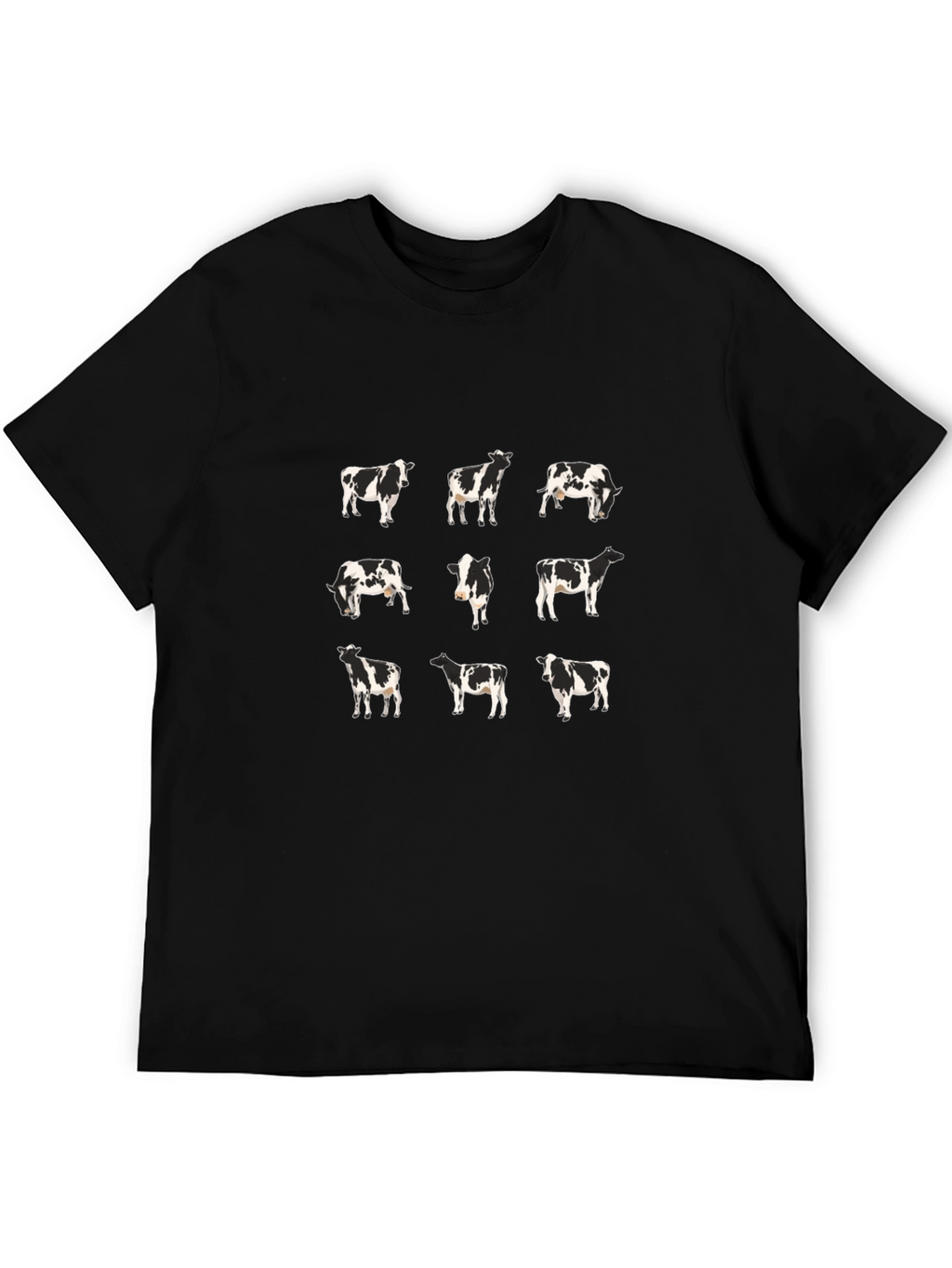Cow Pattern Black T-Shirt