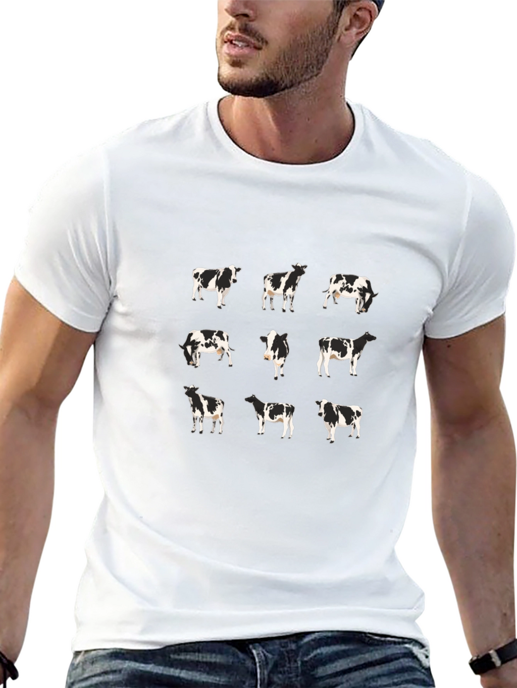 Cow Pattern Black T-Shirt