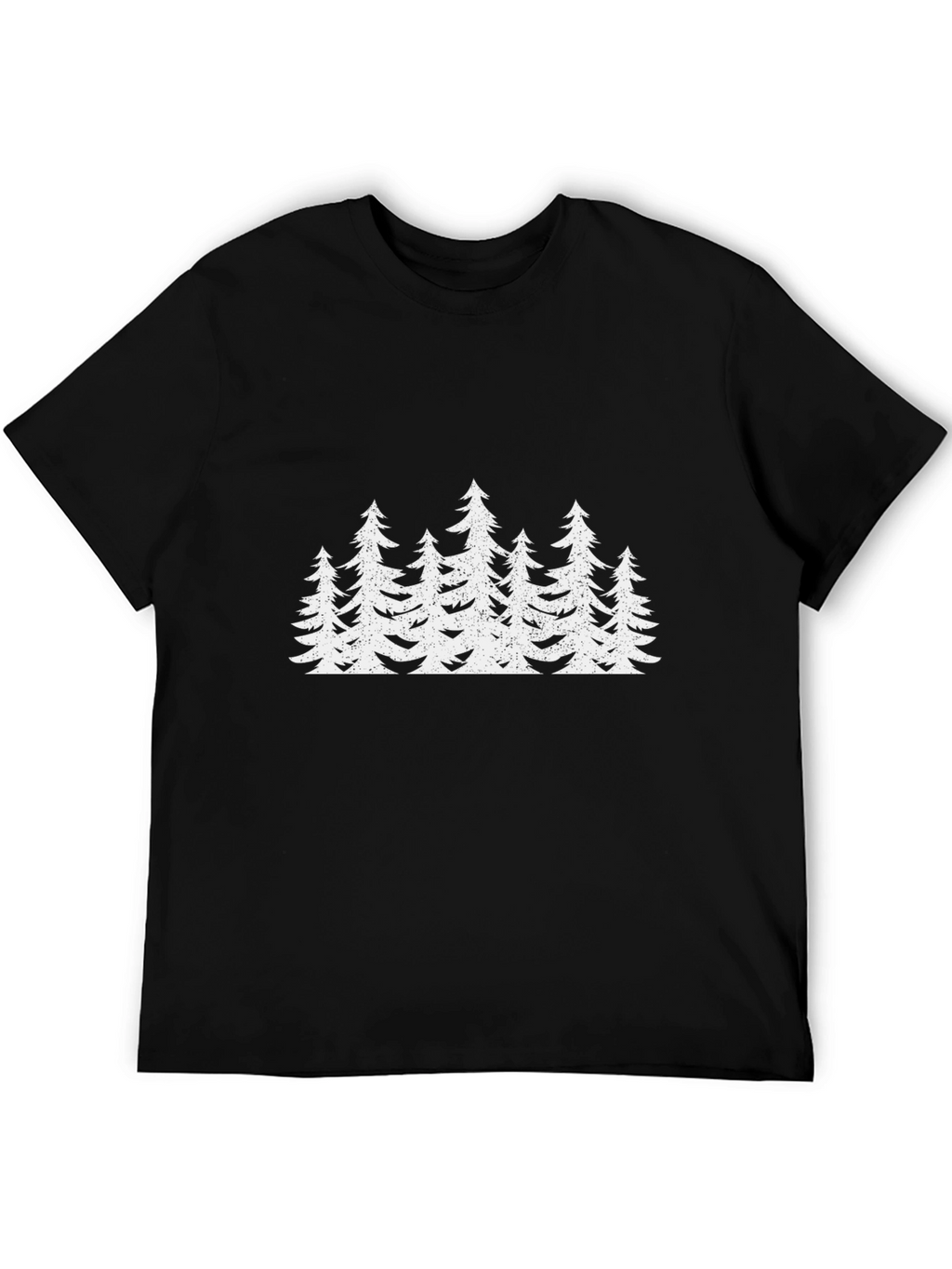 Mens Black T-Shirt with White Forest Tree Design