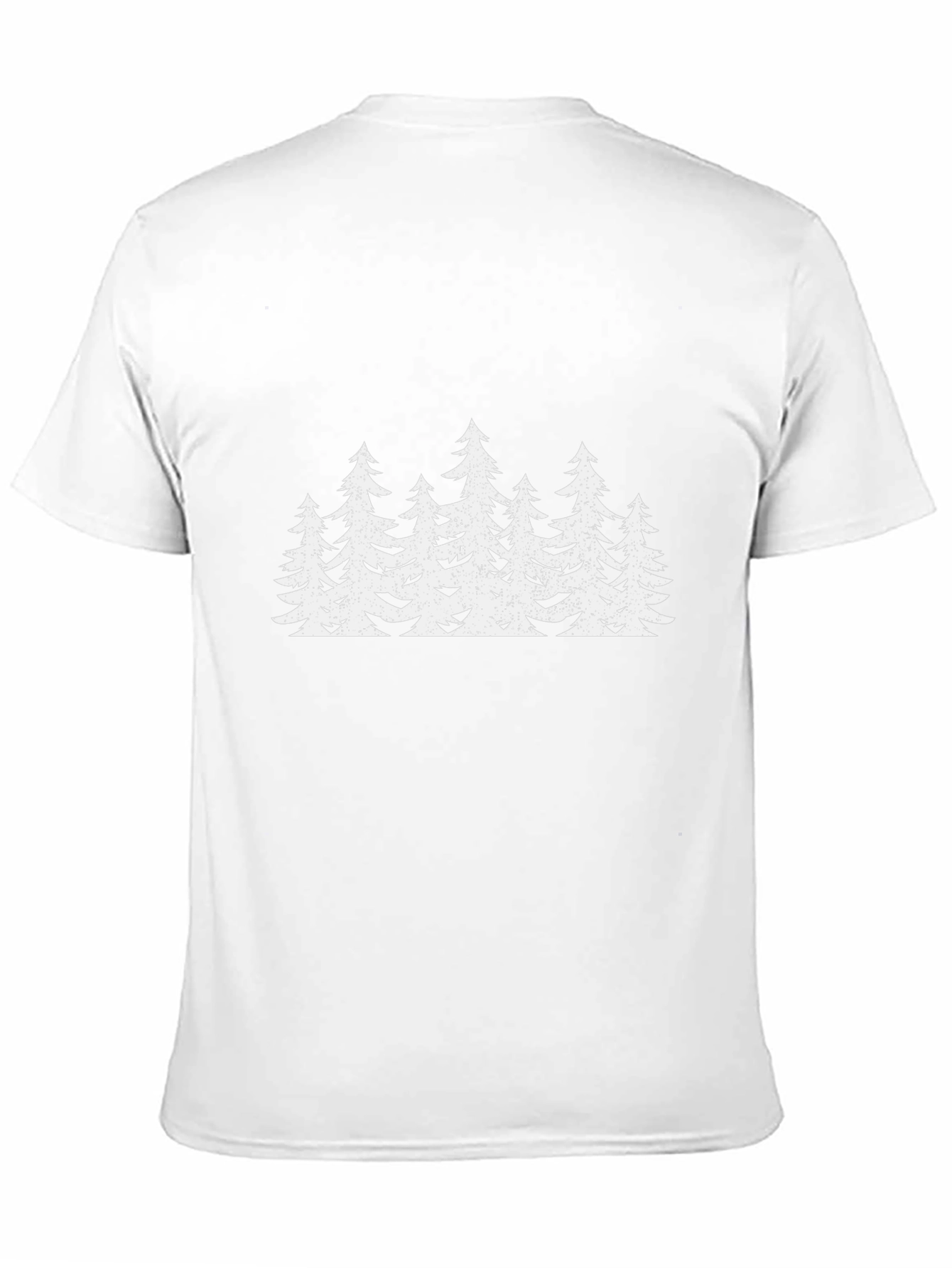 Mens Black T-Shirt with White Forest Tree Design