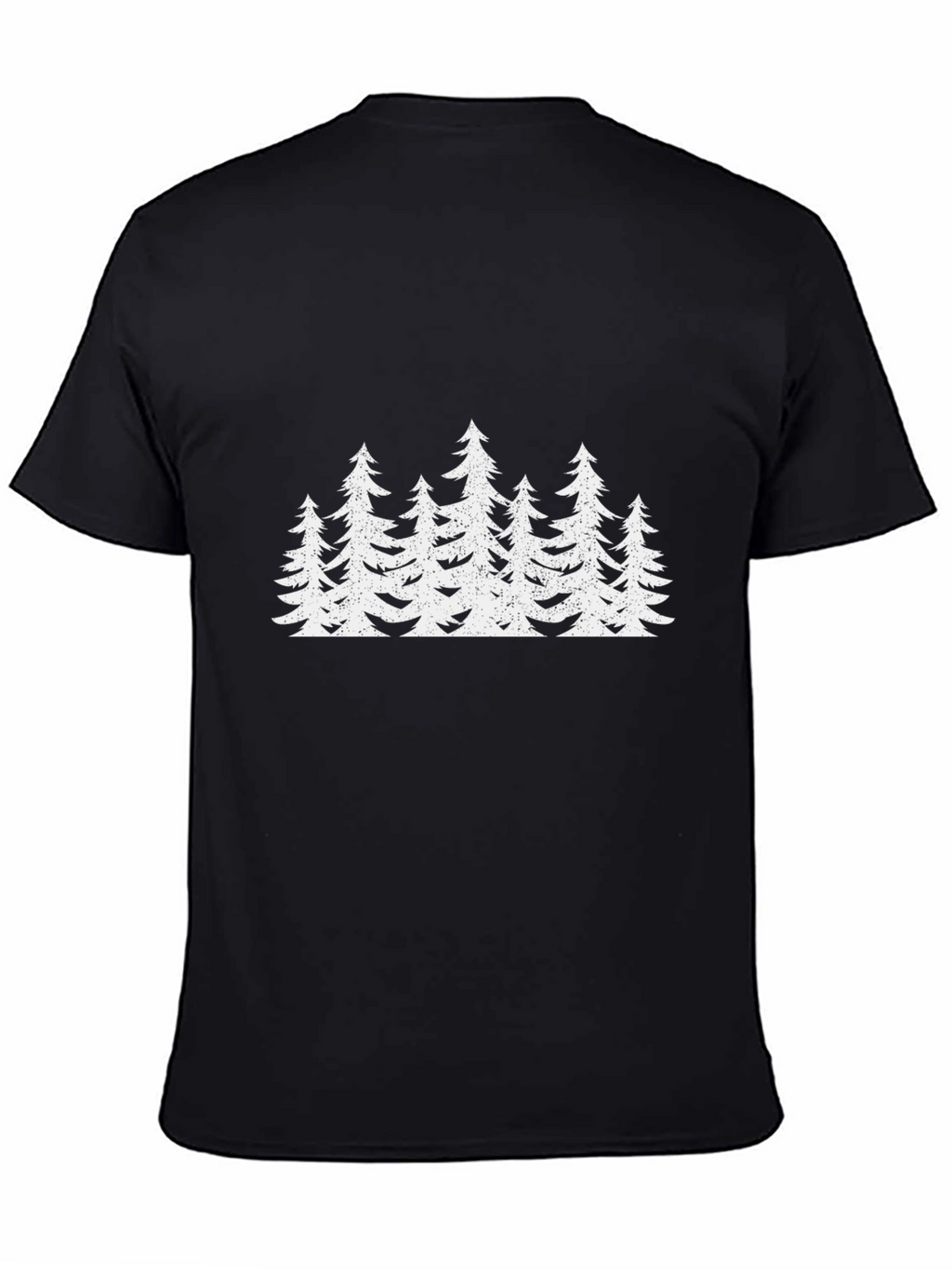 Mens Black T-Shirt with White Forest Tree Design