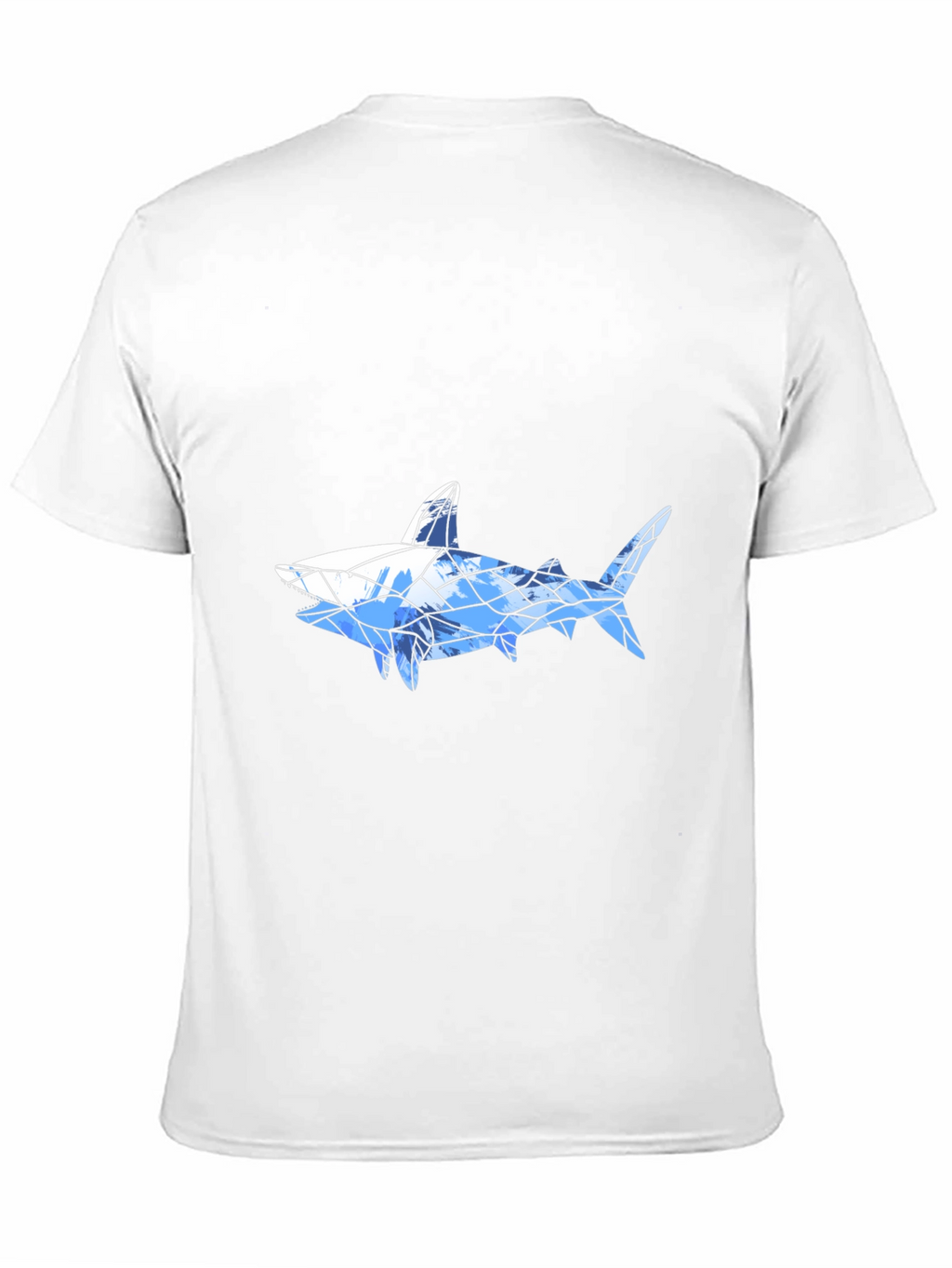 Geometric Shark Graphic Tee - Black Cotton Blend