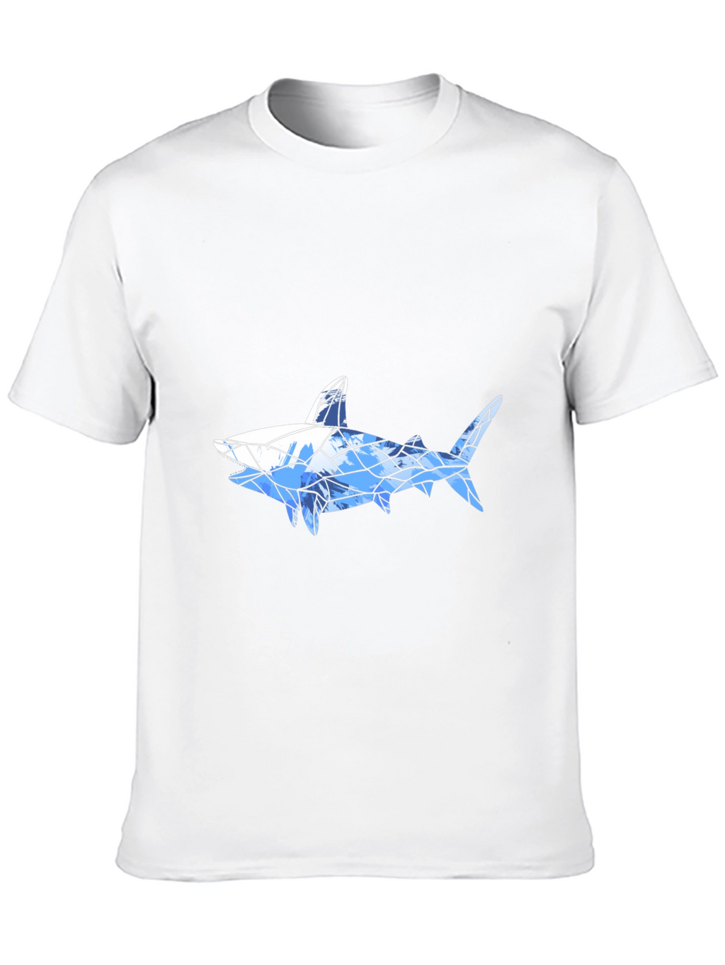 Geometric Shark Graphic Tee - Black Cotton Blend