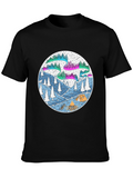 Aurora Camping Scene Graphic Tee