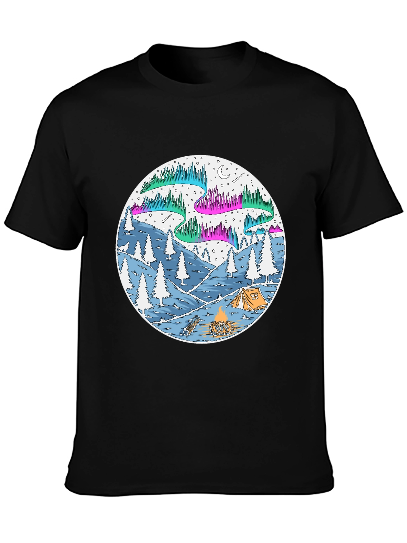 Aurora Camping Scene Graphic Tee