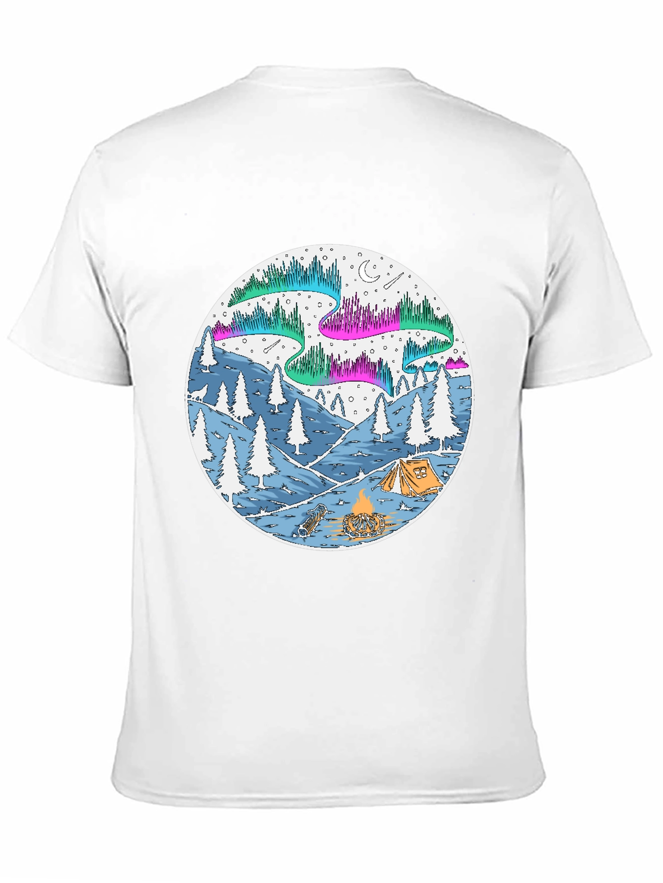 Aurora Camping Scene Graphic Tee