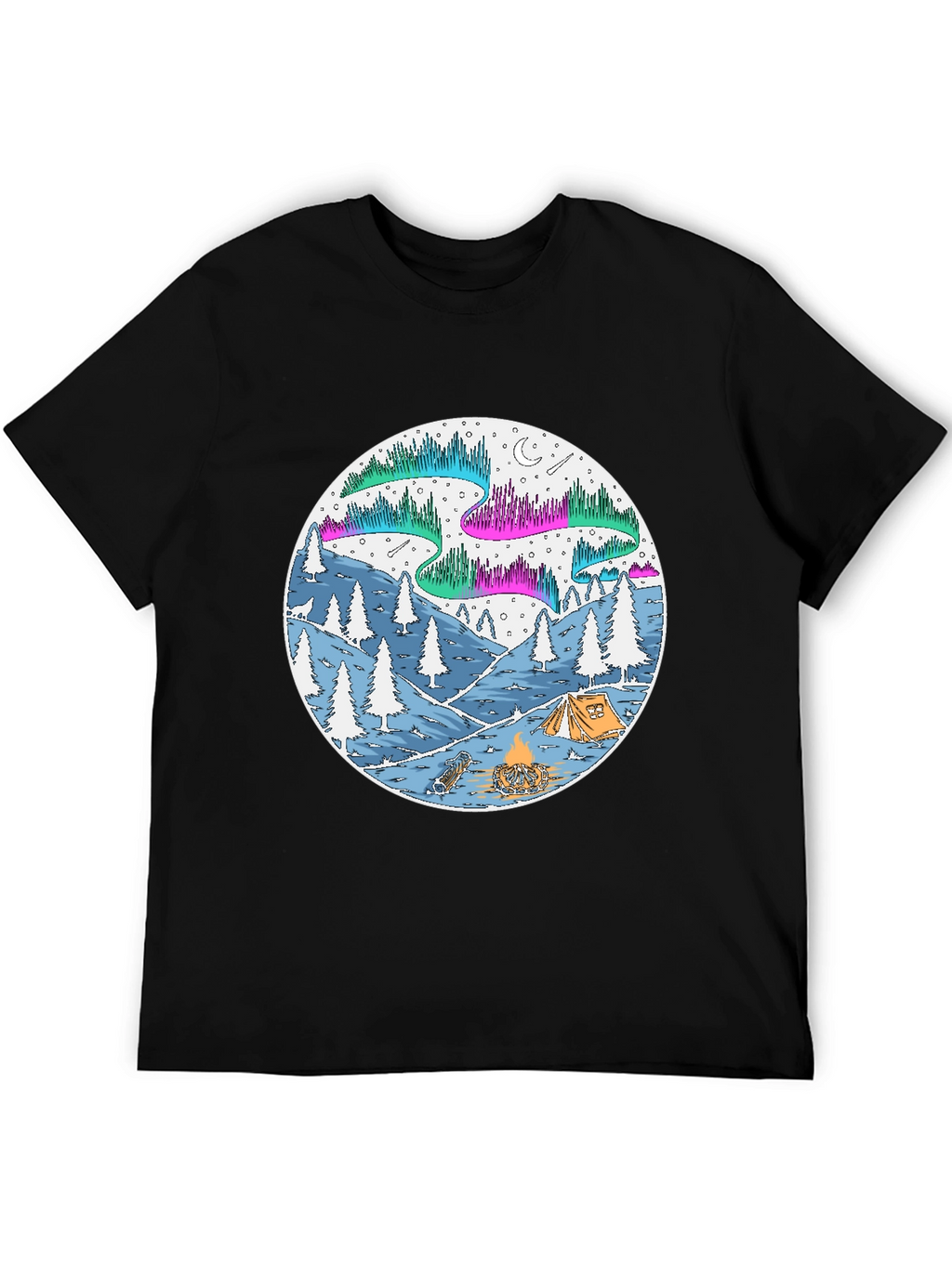 Aurora Camping Scene Graphic Tee