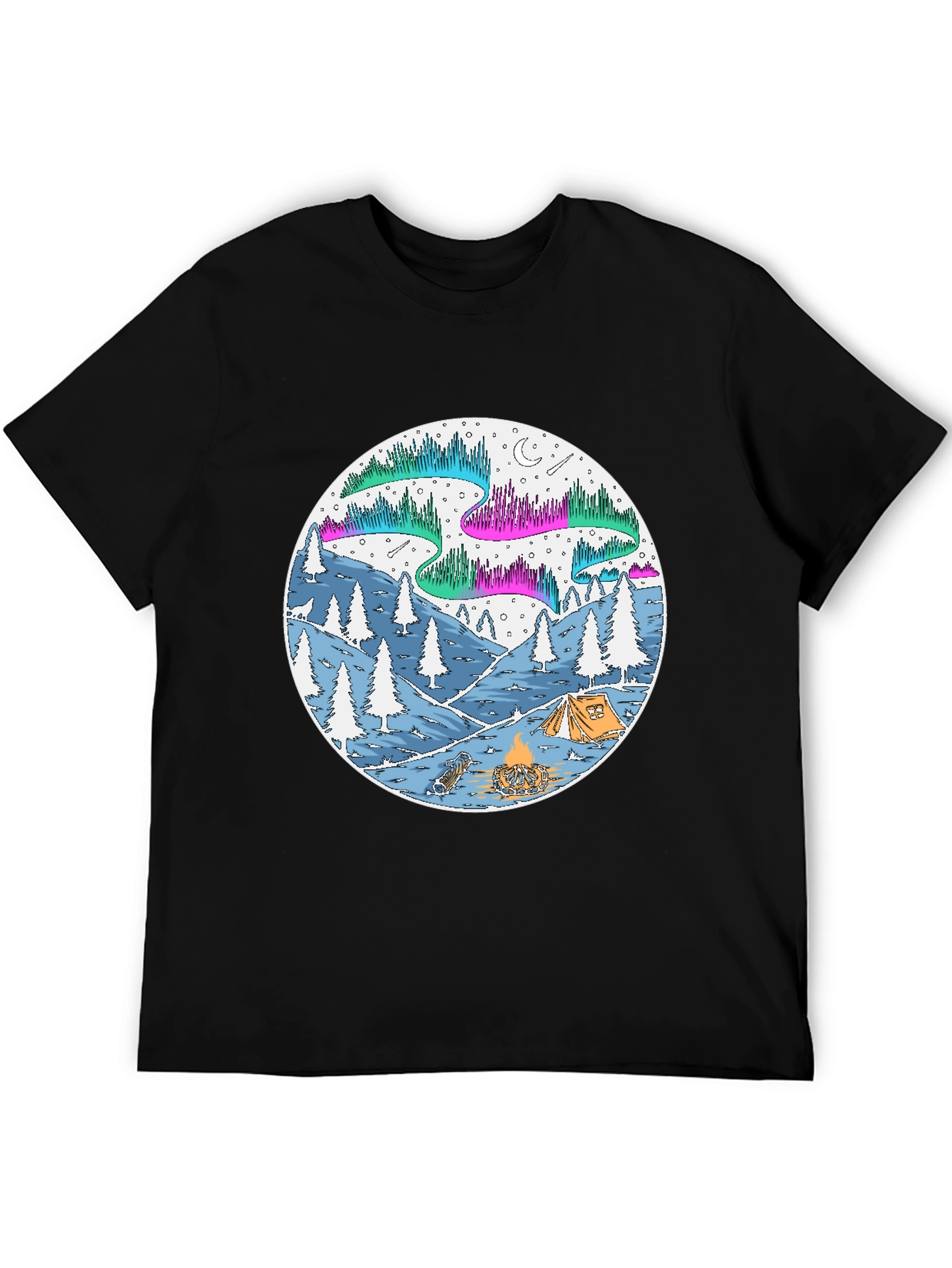 Aurora Camping Scene Graphic Tee