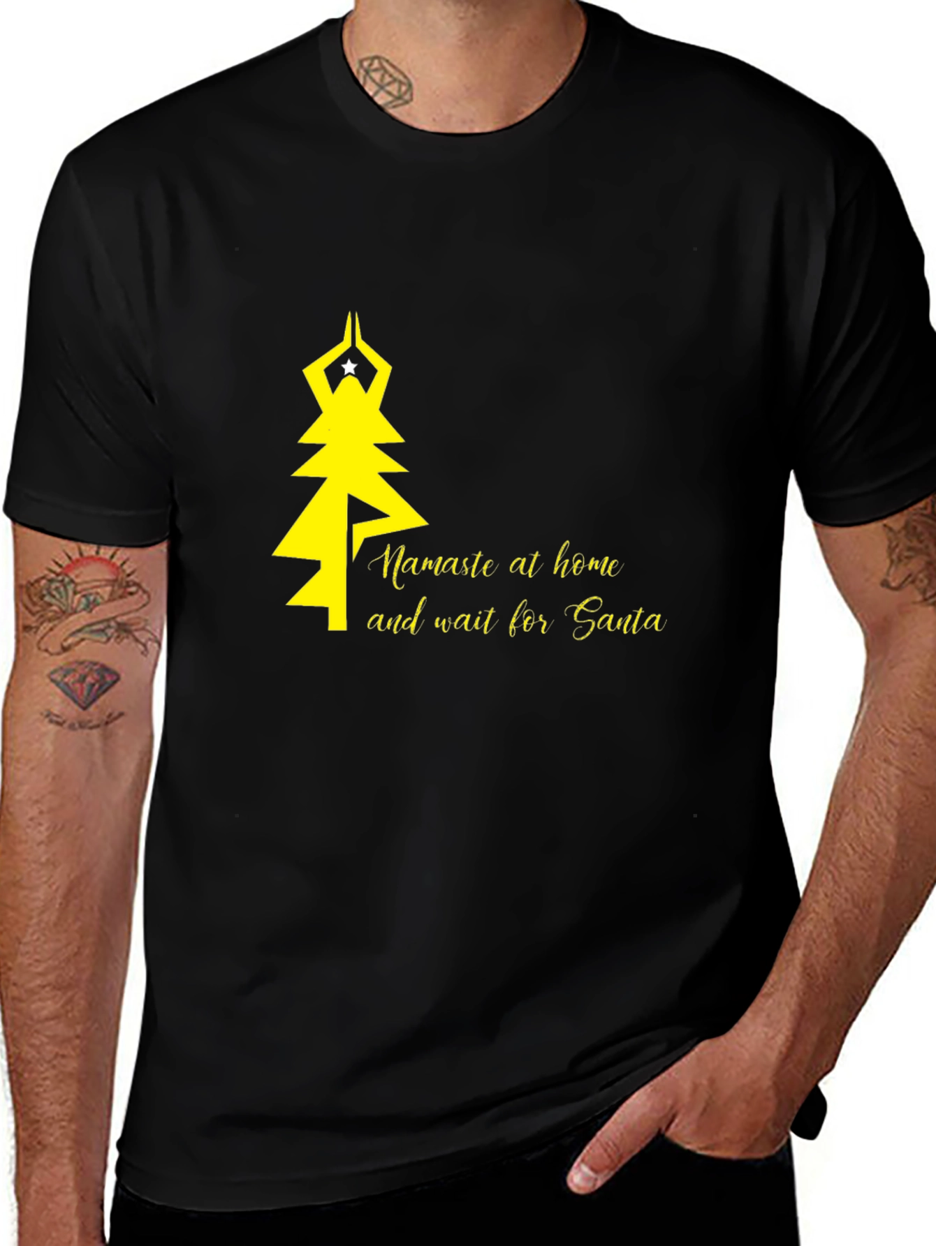 Namaste at Home Santa T-Shirt