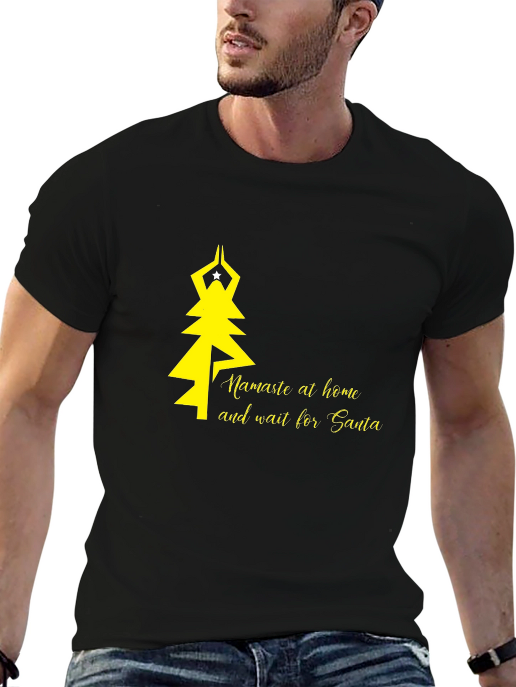 Namaste at Home Santa T-Shirt
