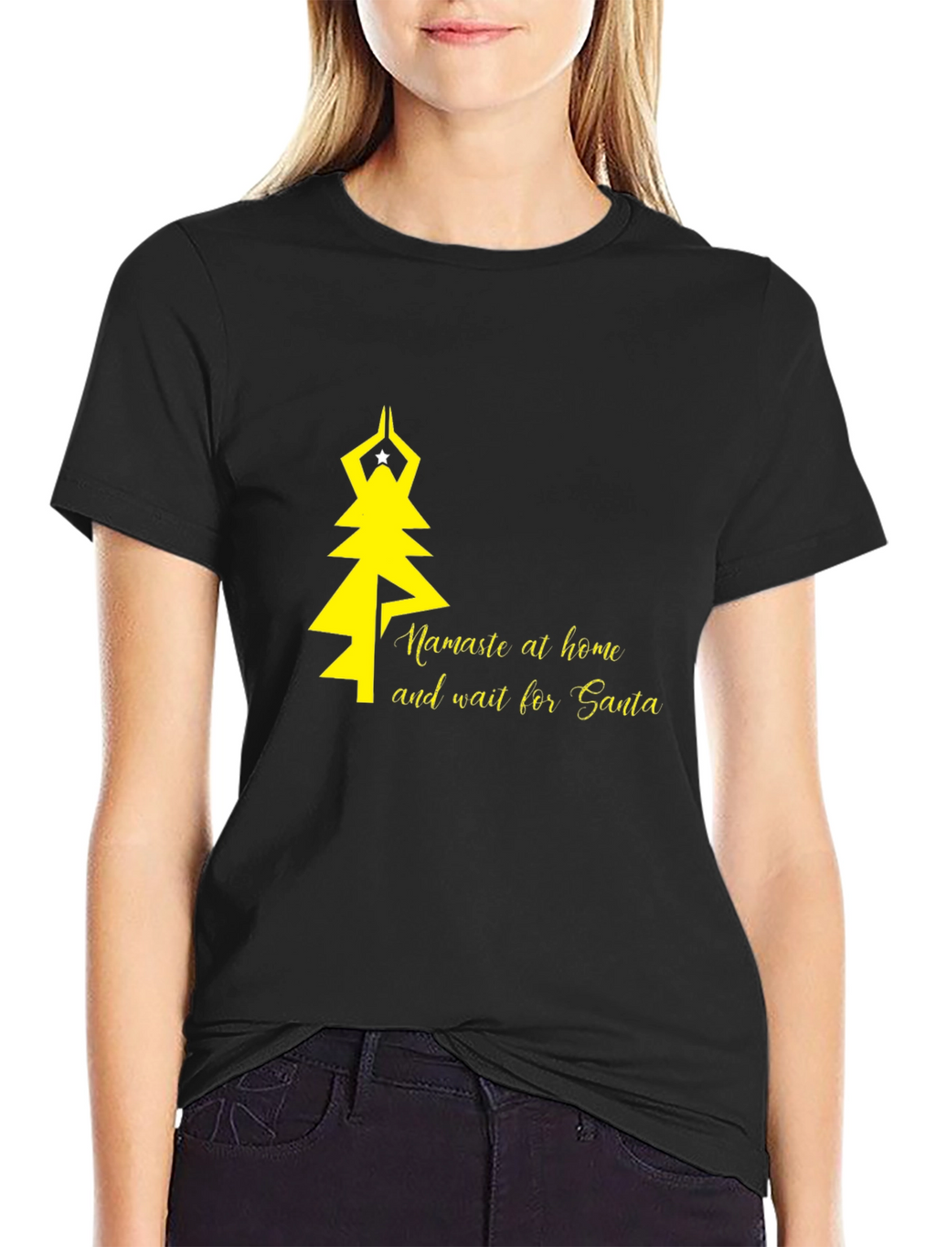 Namaste at Home Santa T-Shirt