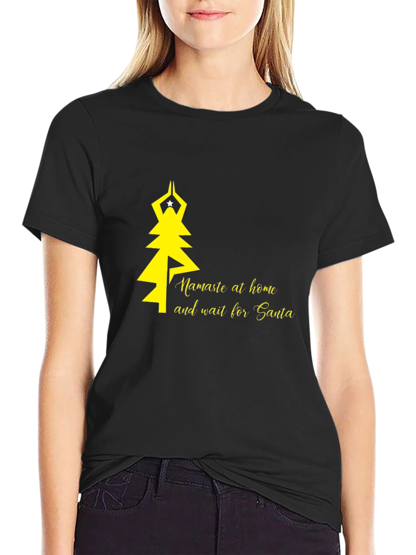 Namaste at Home Santa T-Shirt