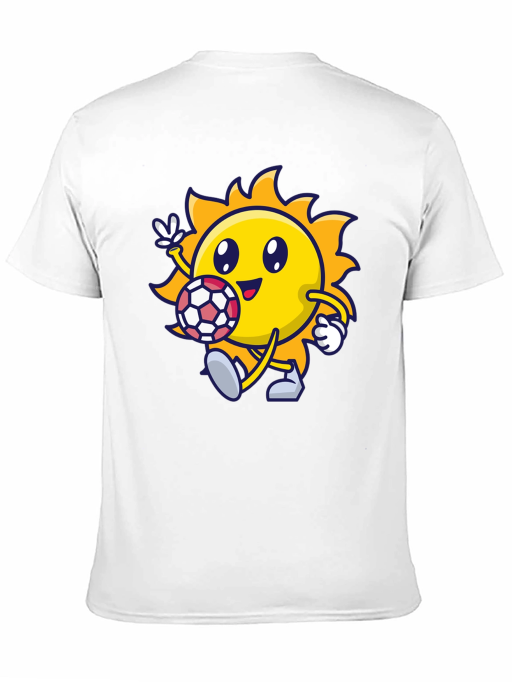 Cartoon Sun Soccer Black T-Shirt